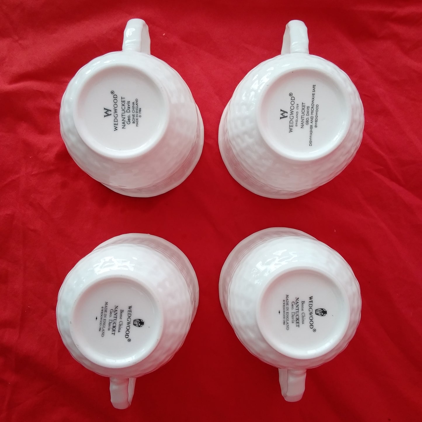 VTG -- Wedgewood Nantucket 4-piece Basket Weave Style Bone China Set