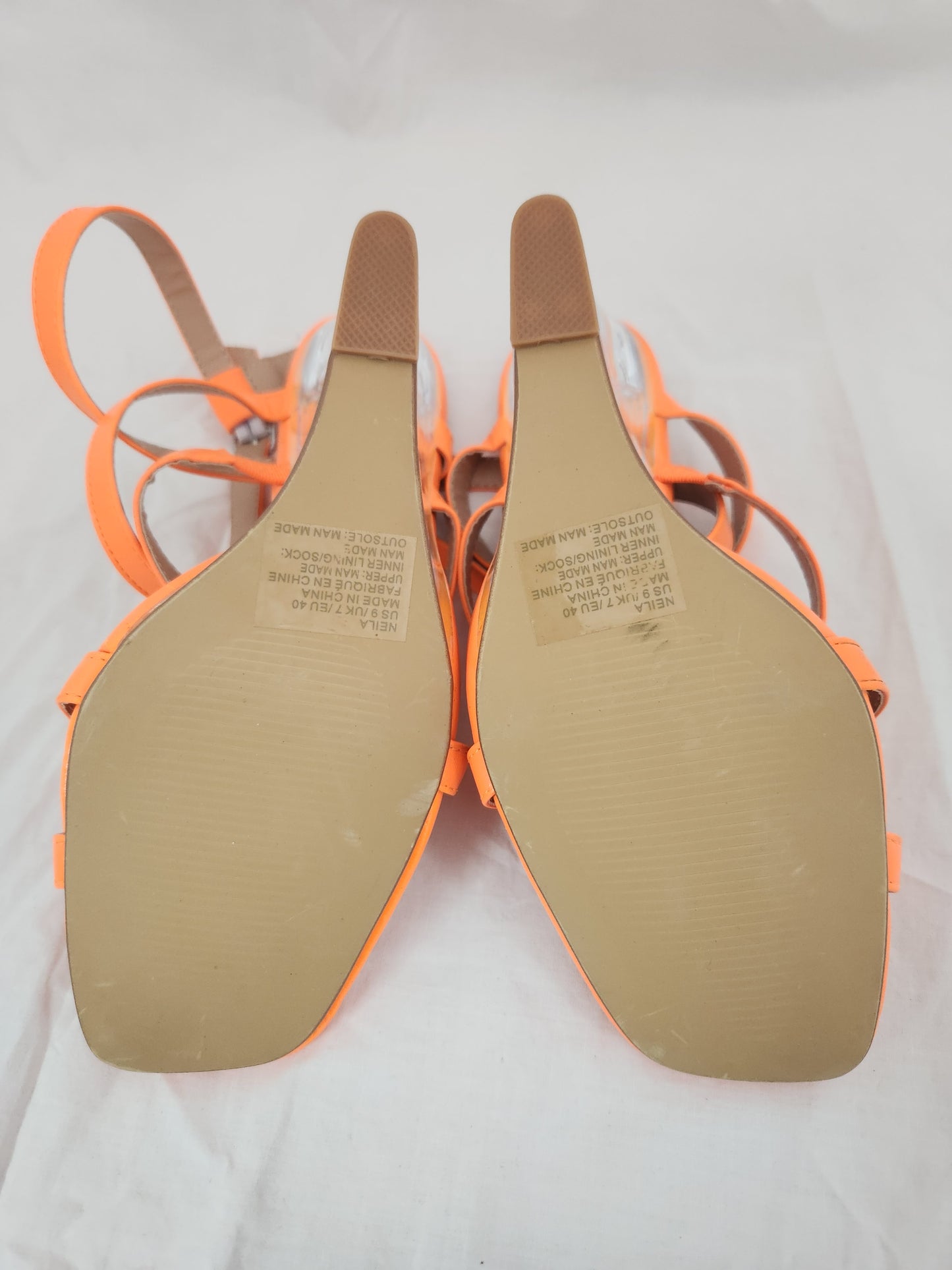NEW - JustFab Neon Orange Neila Strappy Wedge - Size: 9