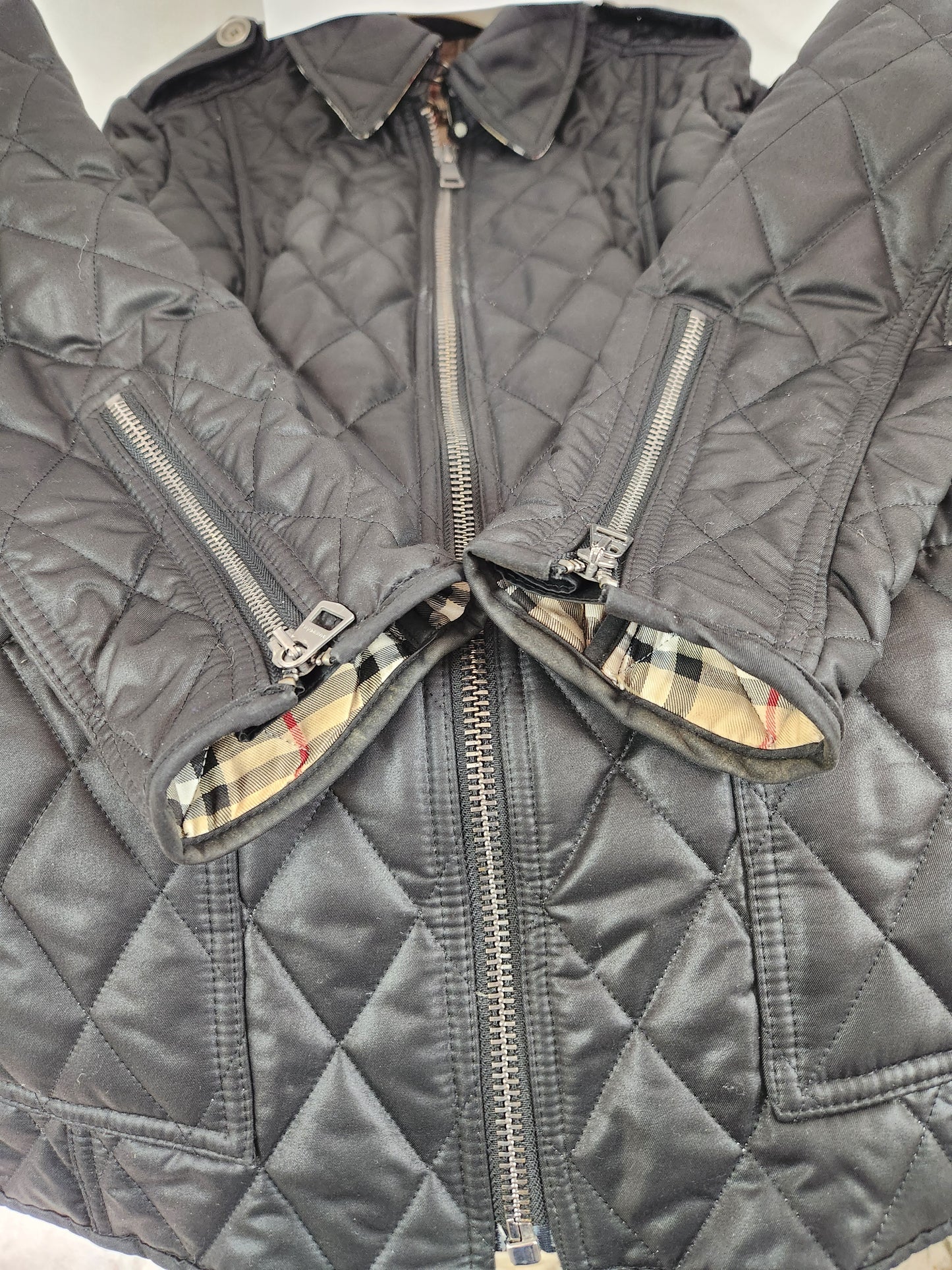 Burberry Brit Women's Black Diamond Quilted Check Lined Jacket