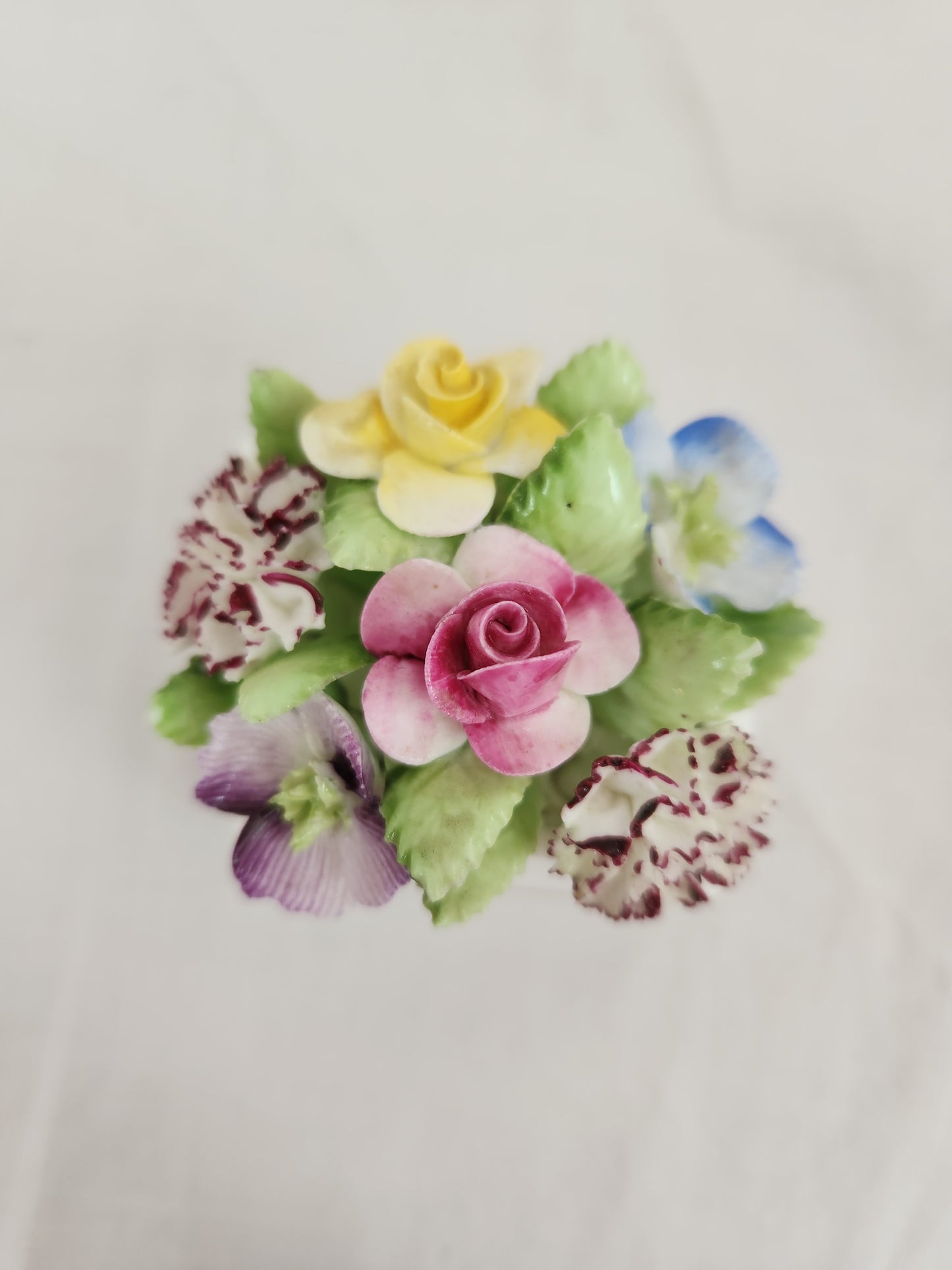 VTG - Royal Adderley Bone China Floral Bouquet in White Planter with Gold Trim Figurine