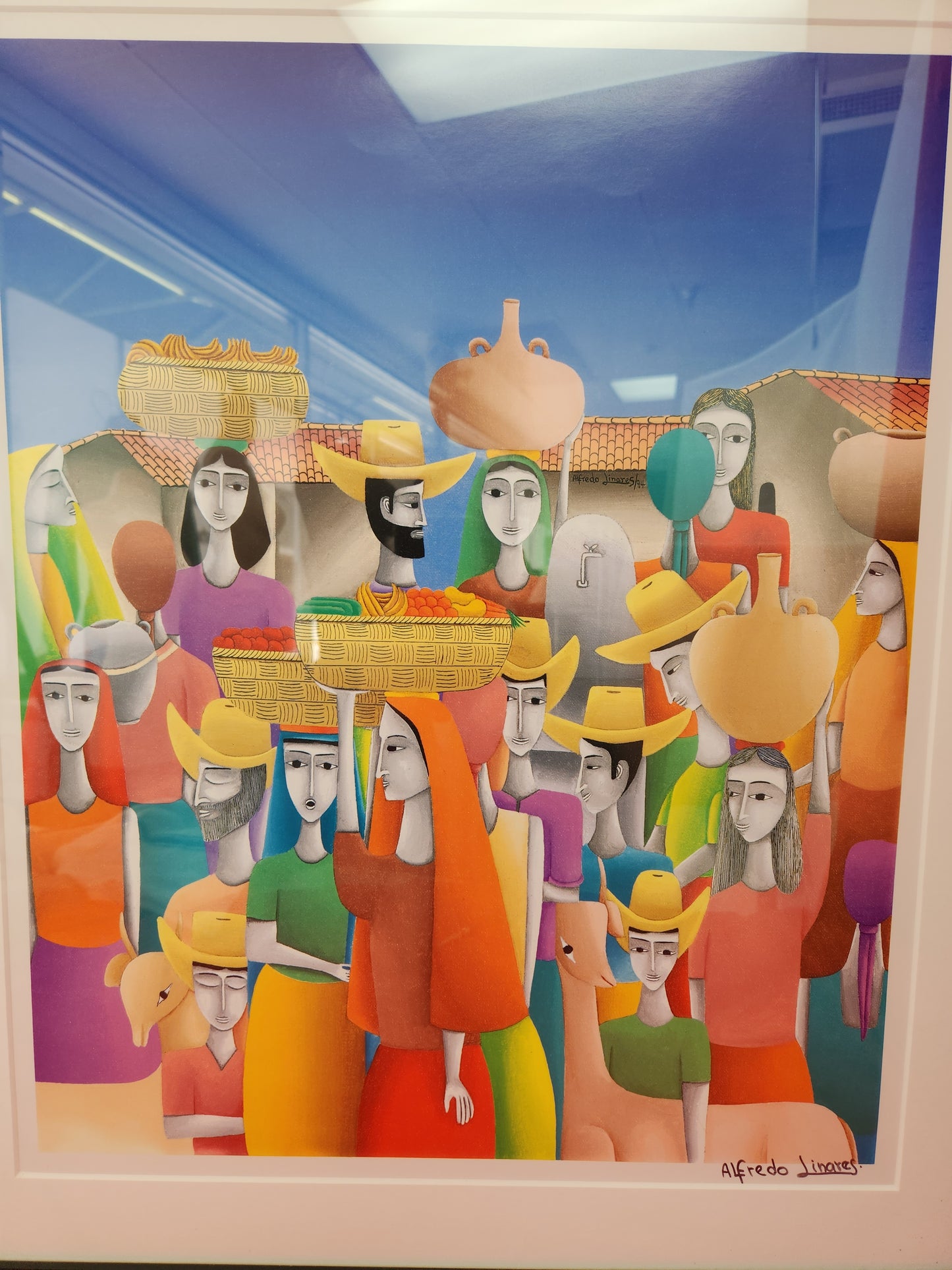 Rare - Unique Salvadoran Artist ALFREDO LINARES Signed/Dated Lithograph Print