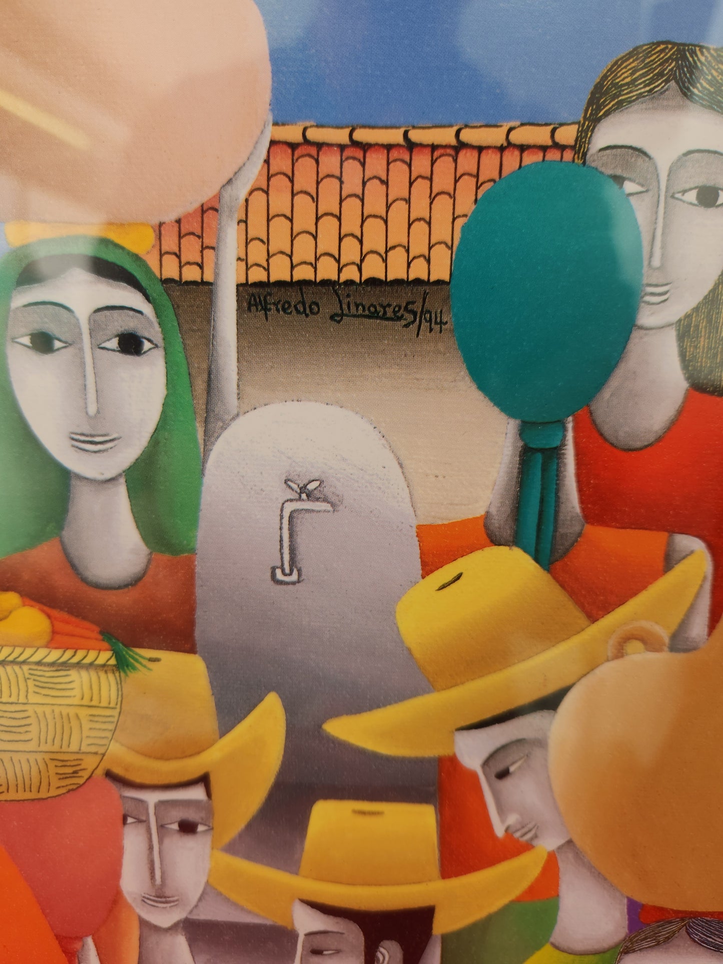 Rare - Unique Salvadoran Artist ALFREDO LINARES Signed/Dated Lithograph Print