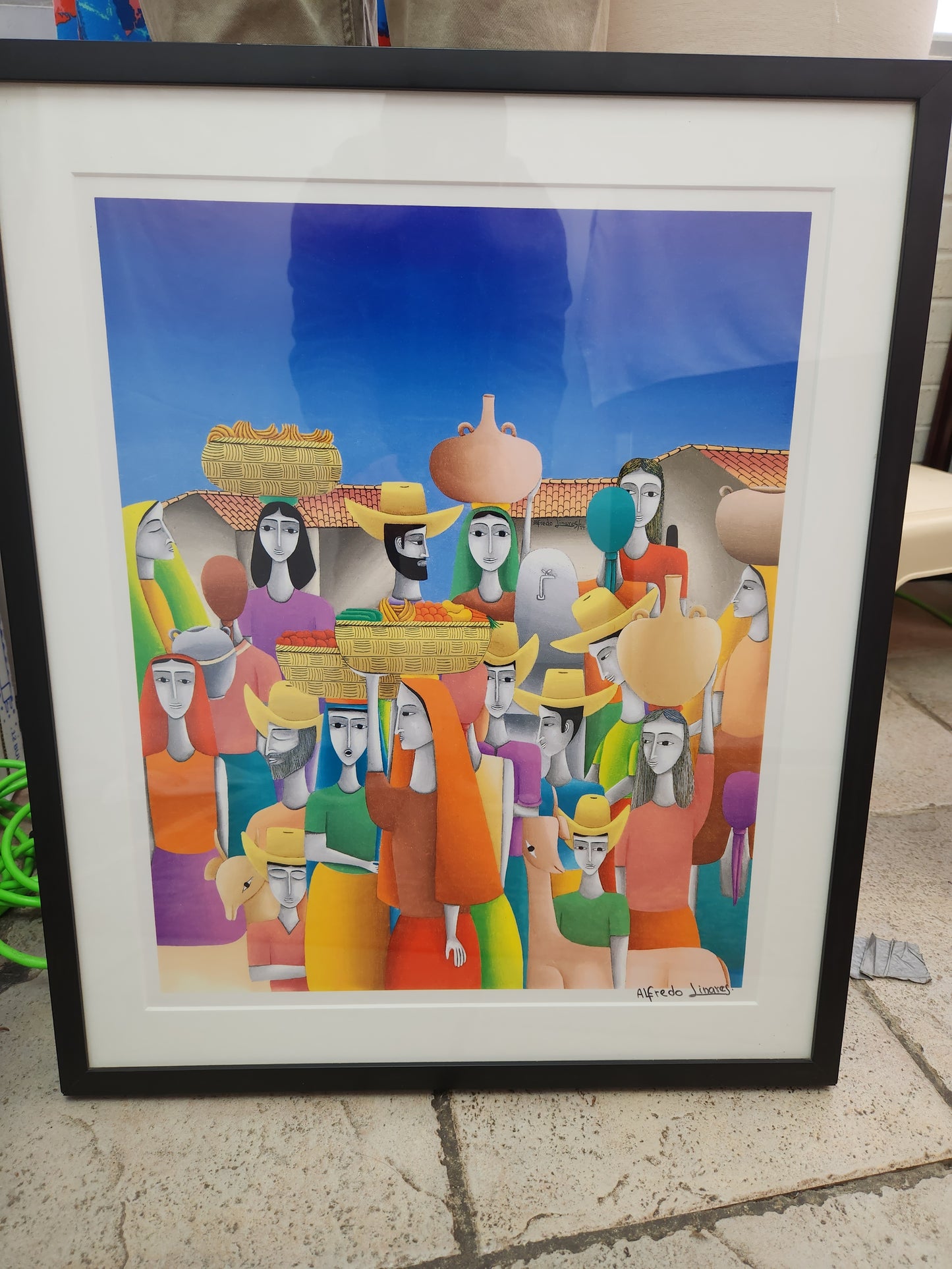 Rare - Unique Salvadoran Artist ALFREDO LINARES Signed/Dated Lithograph Print