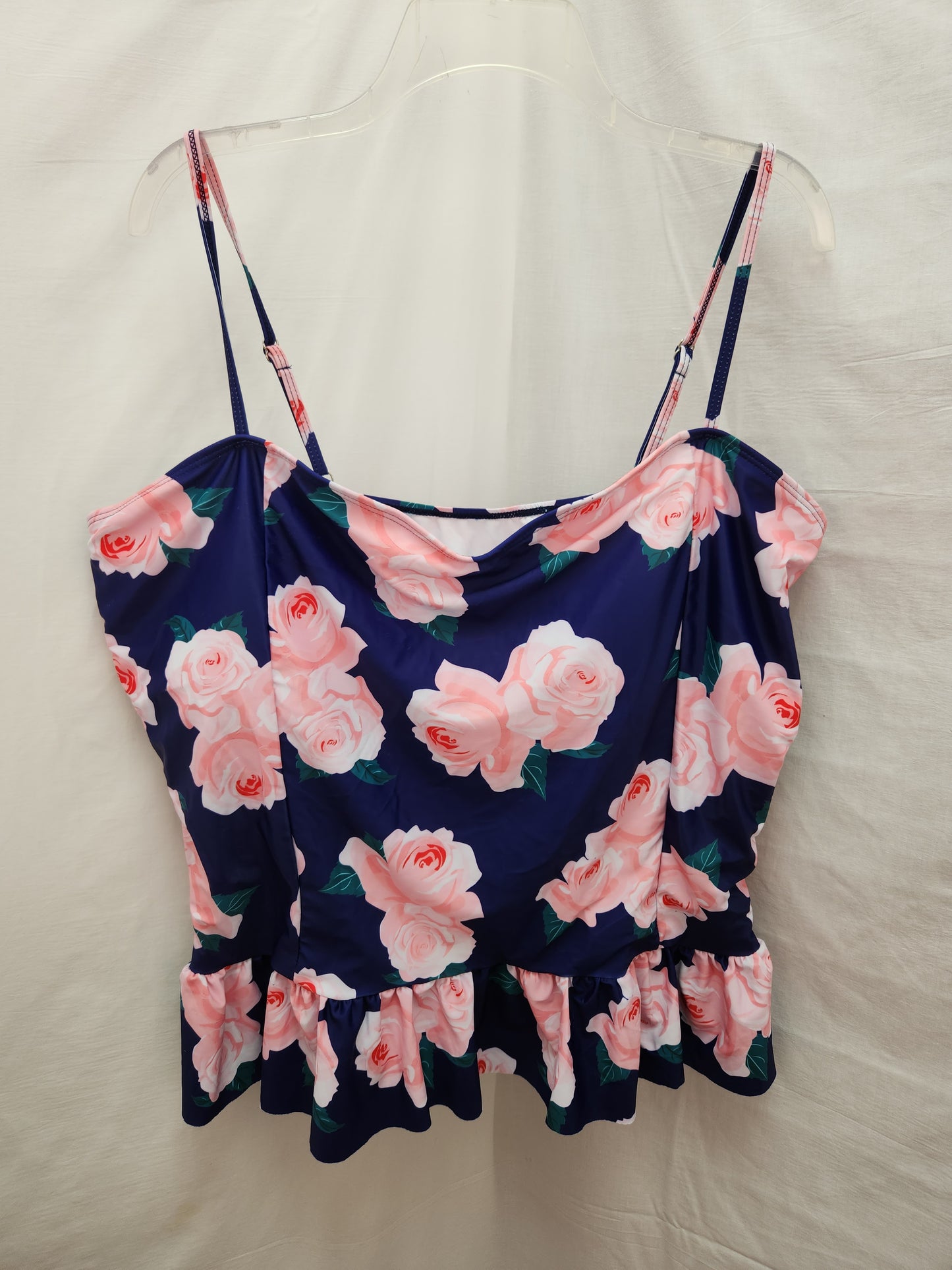 NWT - Rose Gal Purple Floral Tankini Swimsuit Top - 24
