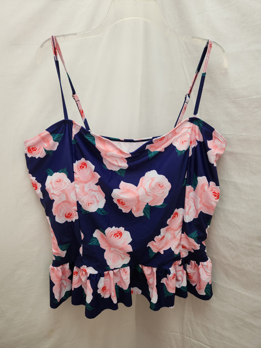NWT - Rose Gal Purple Floral Tankini Swimsuit Top - 24