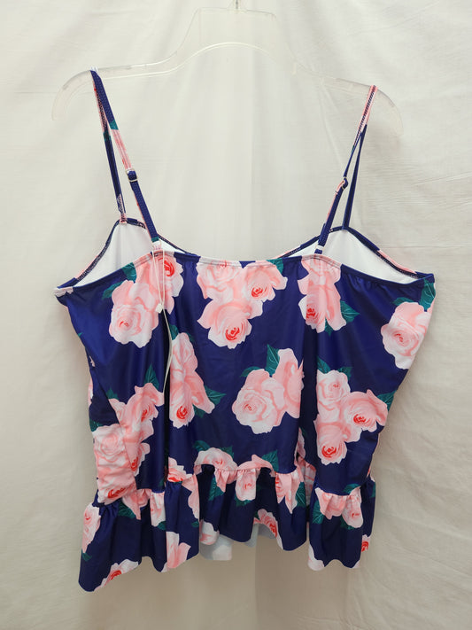 NWT - Rose Gal Purple Floral Tankini Swimsuit Top - 24