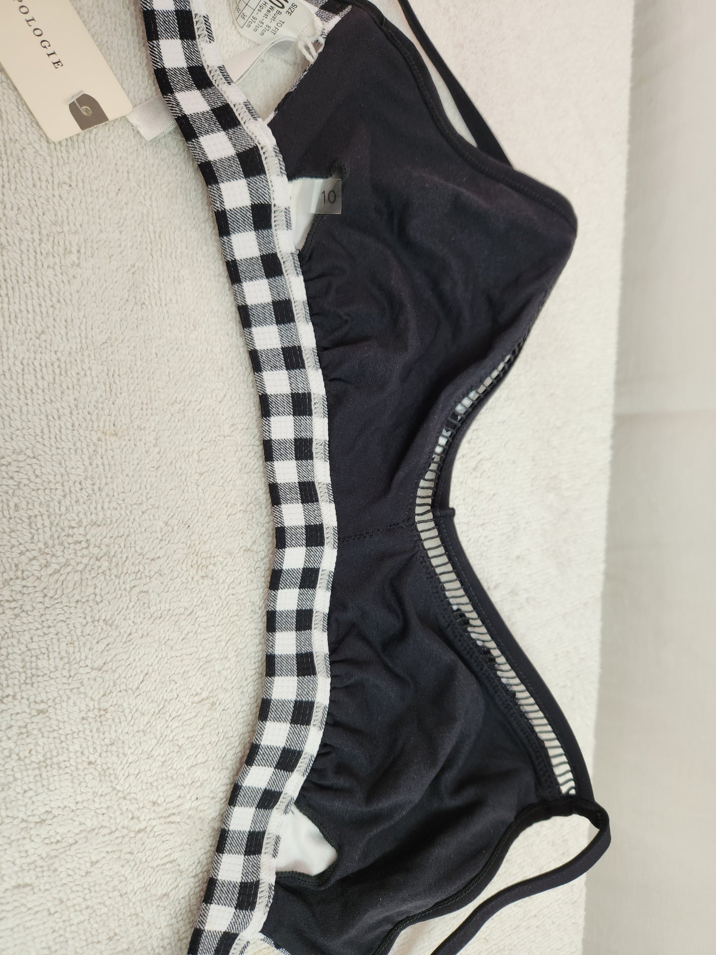 NWT - ANTHROPOLOGIE Seafolly Black White ChecK Swimsuit Top - US 6