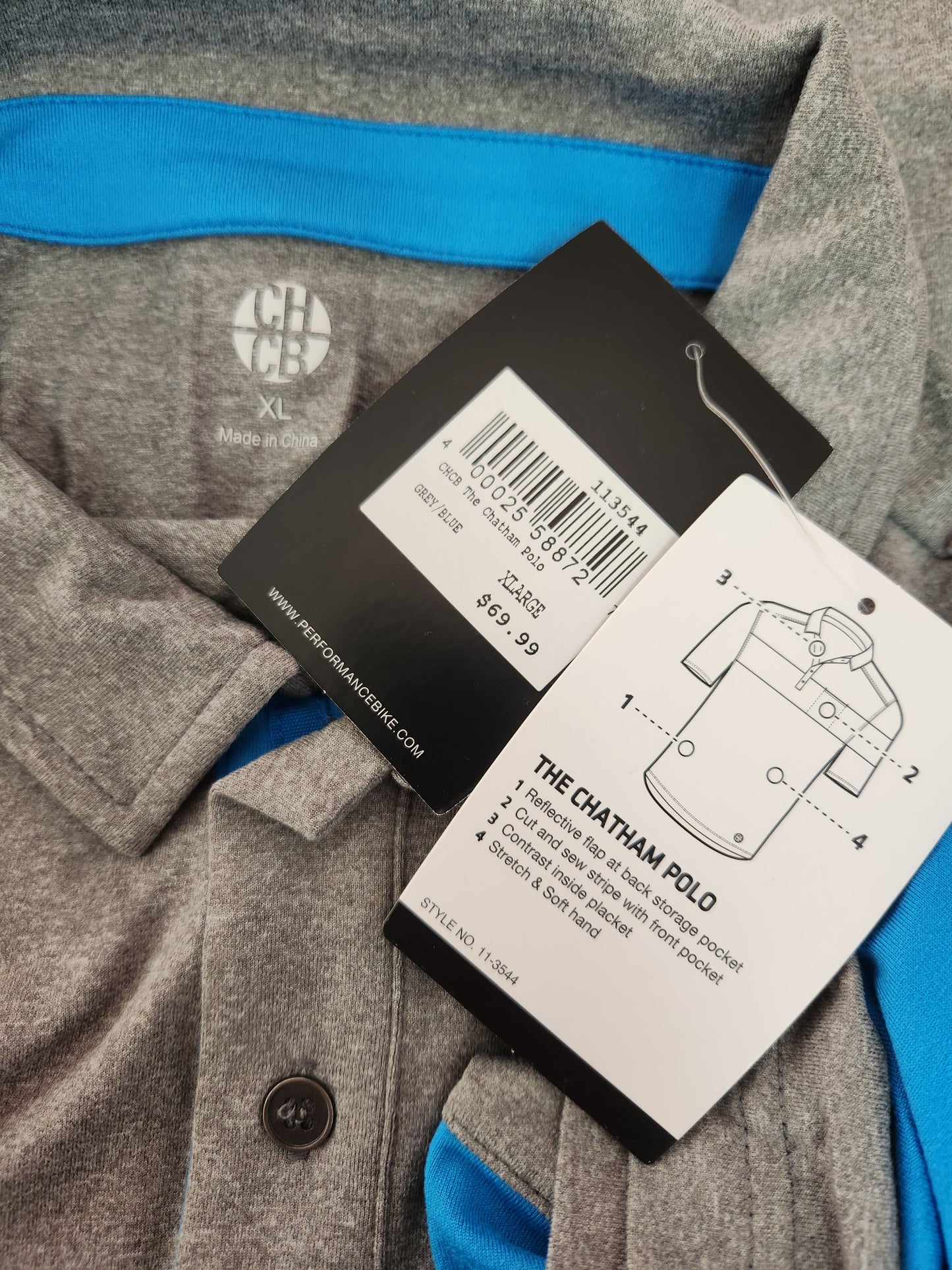 NWT - CHCB by Performance Gray Blue Chatham Polo Shirt - XL