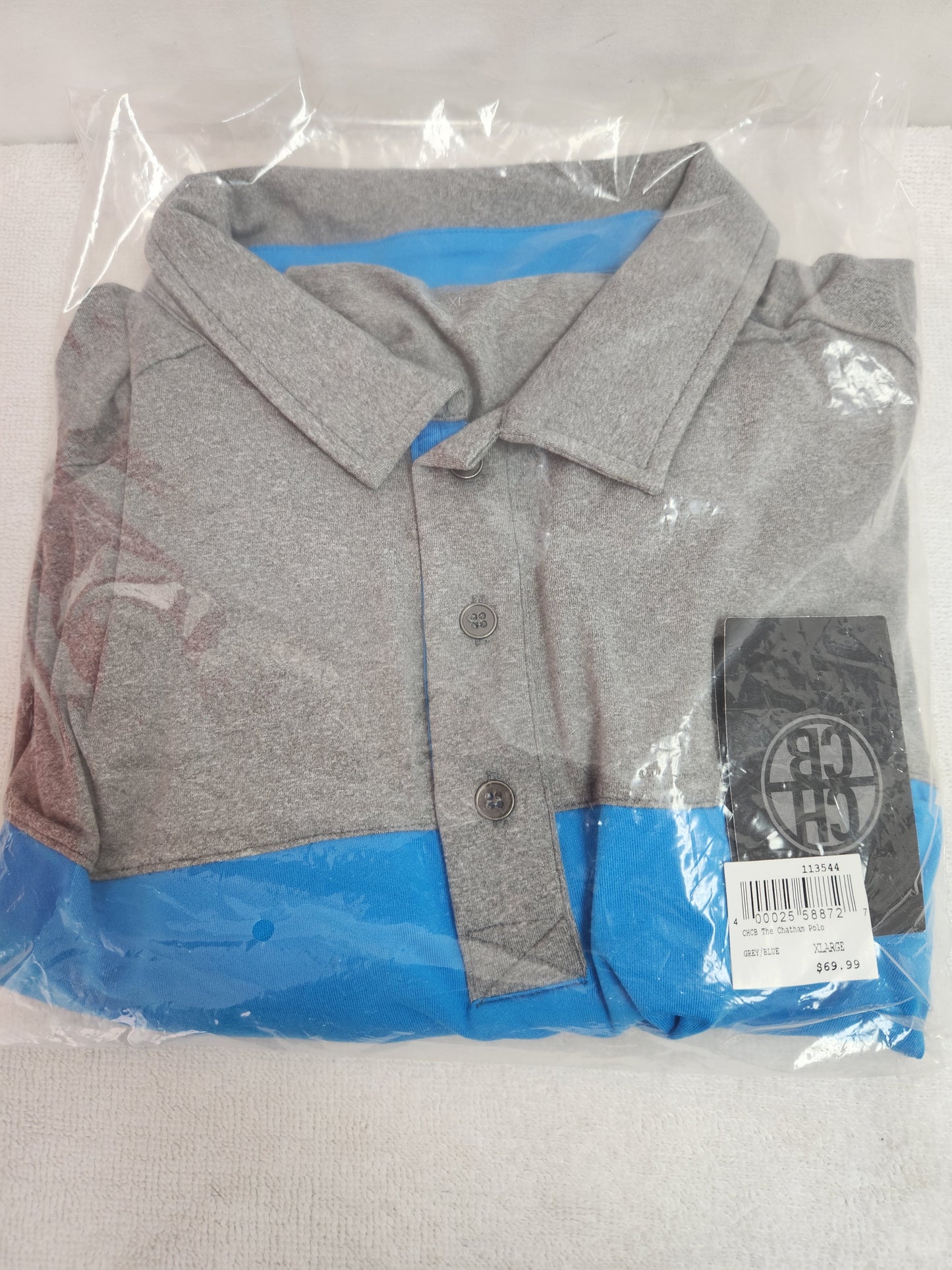 NWT - CHCB by Performance Gray Blue Chatham Polo Shirt - XL