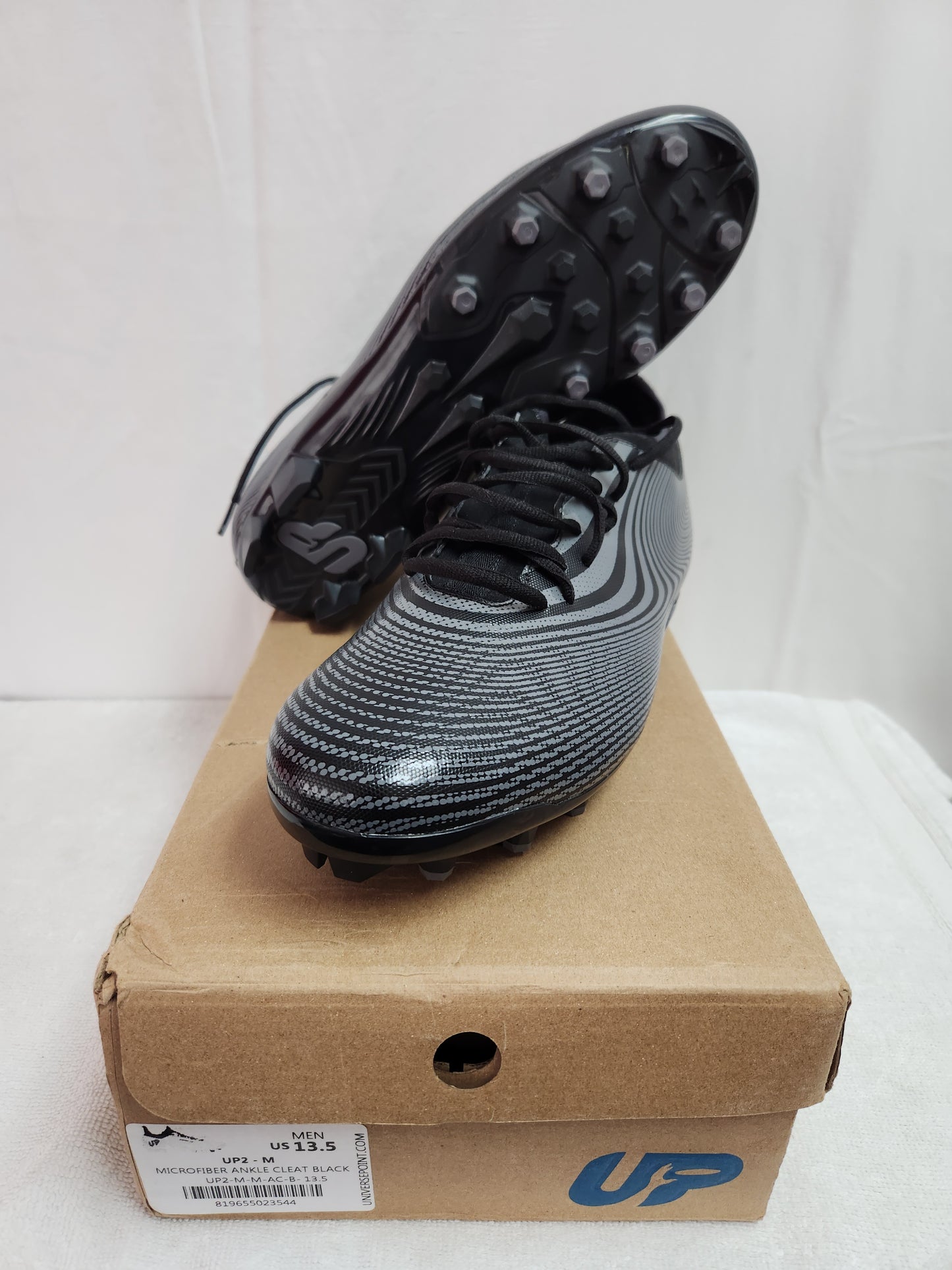 NIB - Universe Point Men's Black Microfiber Ankle Cleats - Size: 13.5