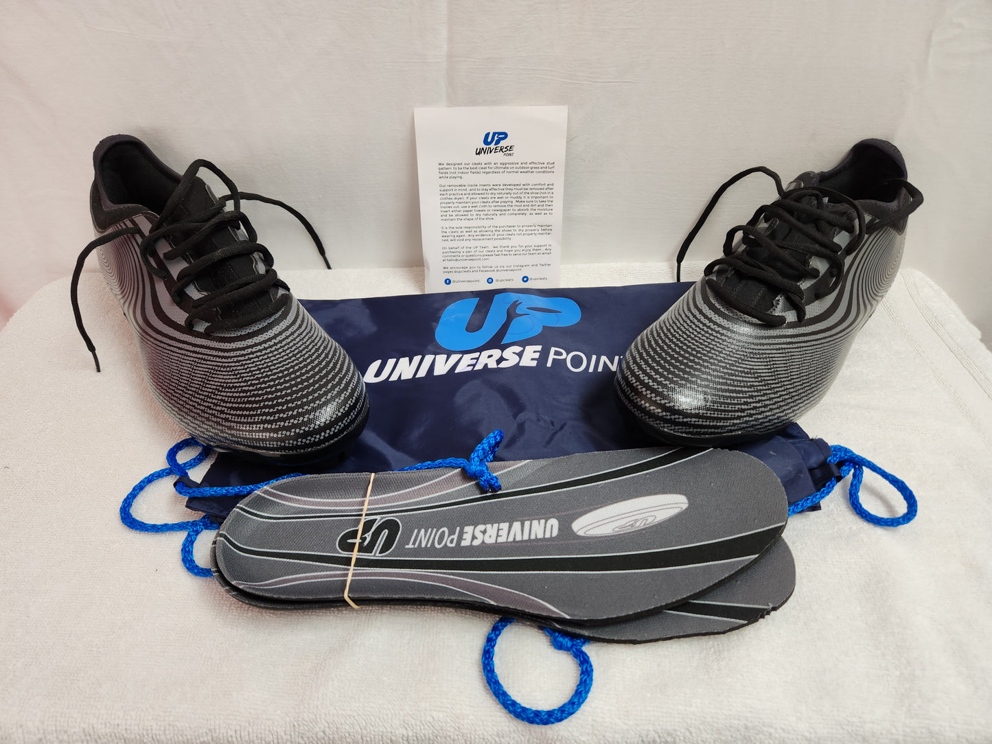 NIB - Universe Point Men's Black Microfiber Ankle Cleats - Size: 13.5