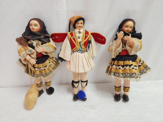 VTG - Lot of 3 Greek 6.5" Dolls