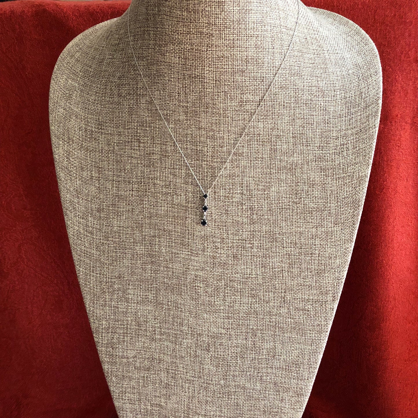 10K White Gold Diamond and Sapphire Necklace-18 Inches