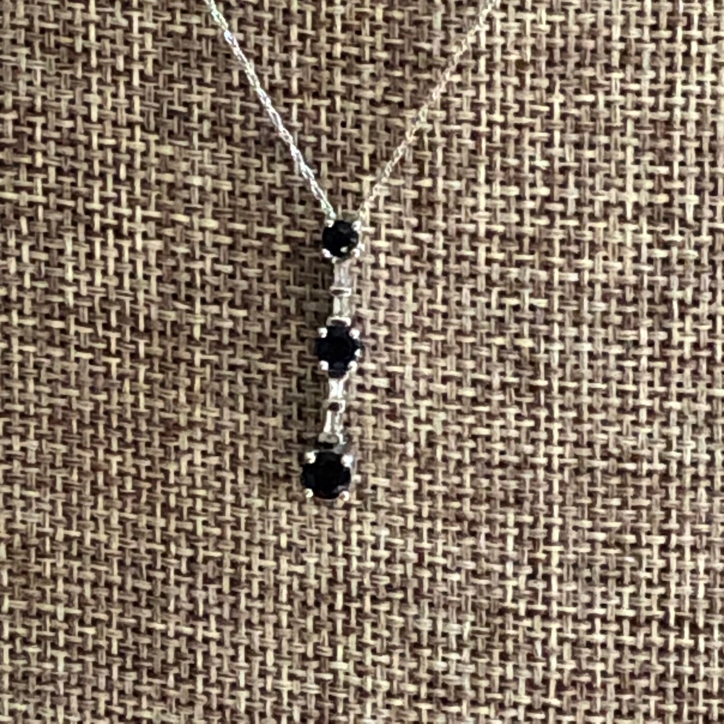 10K White Gold Diamond and Sapphire Necklace-18 Inches
