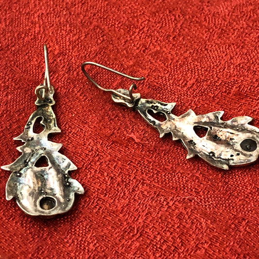 Silver Tone Earrings with Small Rhinestone