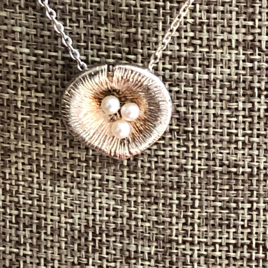 Sterling and Genuine Pearl Open Cala Lily Blossom Pendant