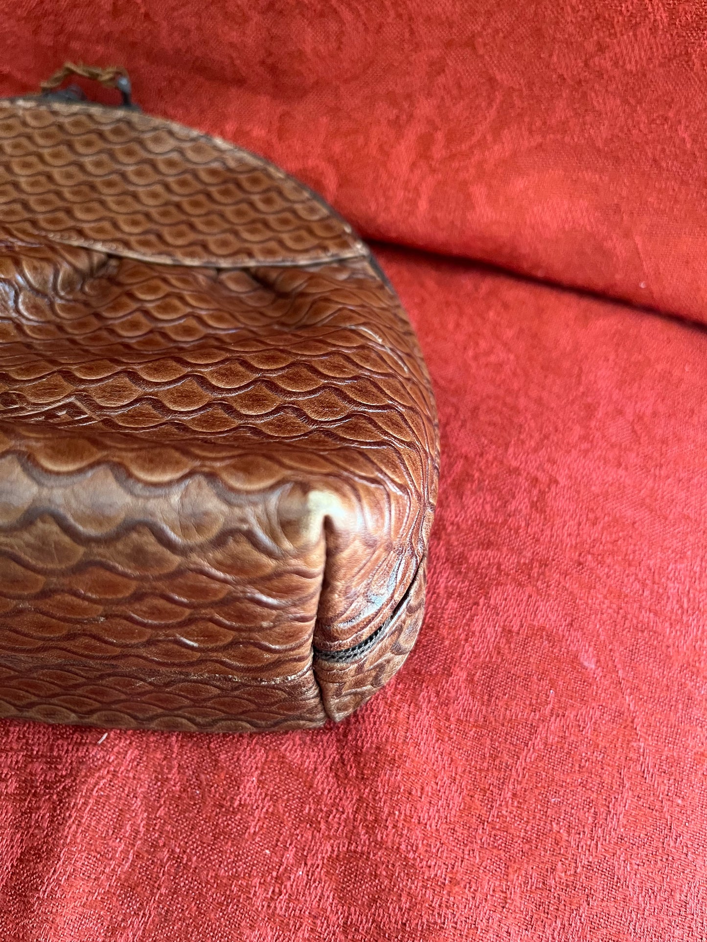 Vintage Brown Leather Fendi Crossbody with Satin Cord Strap and Zipper Accents