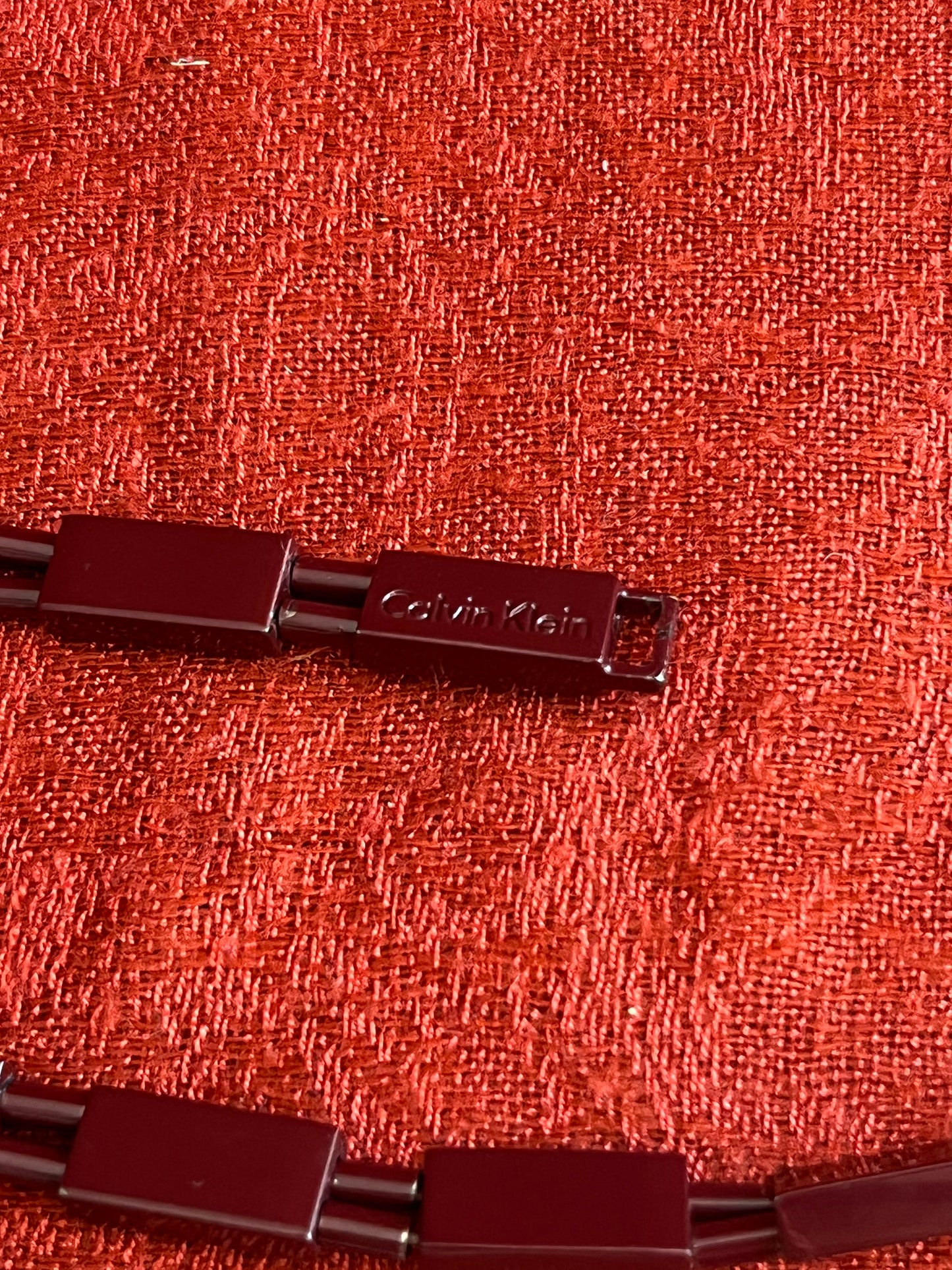 Calvin Klein Burgundy Metal Link Belt/Statement Necklace