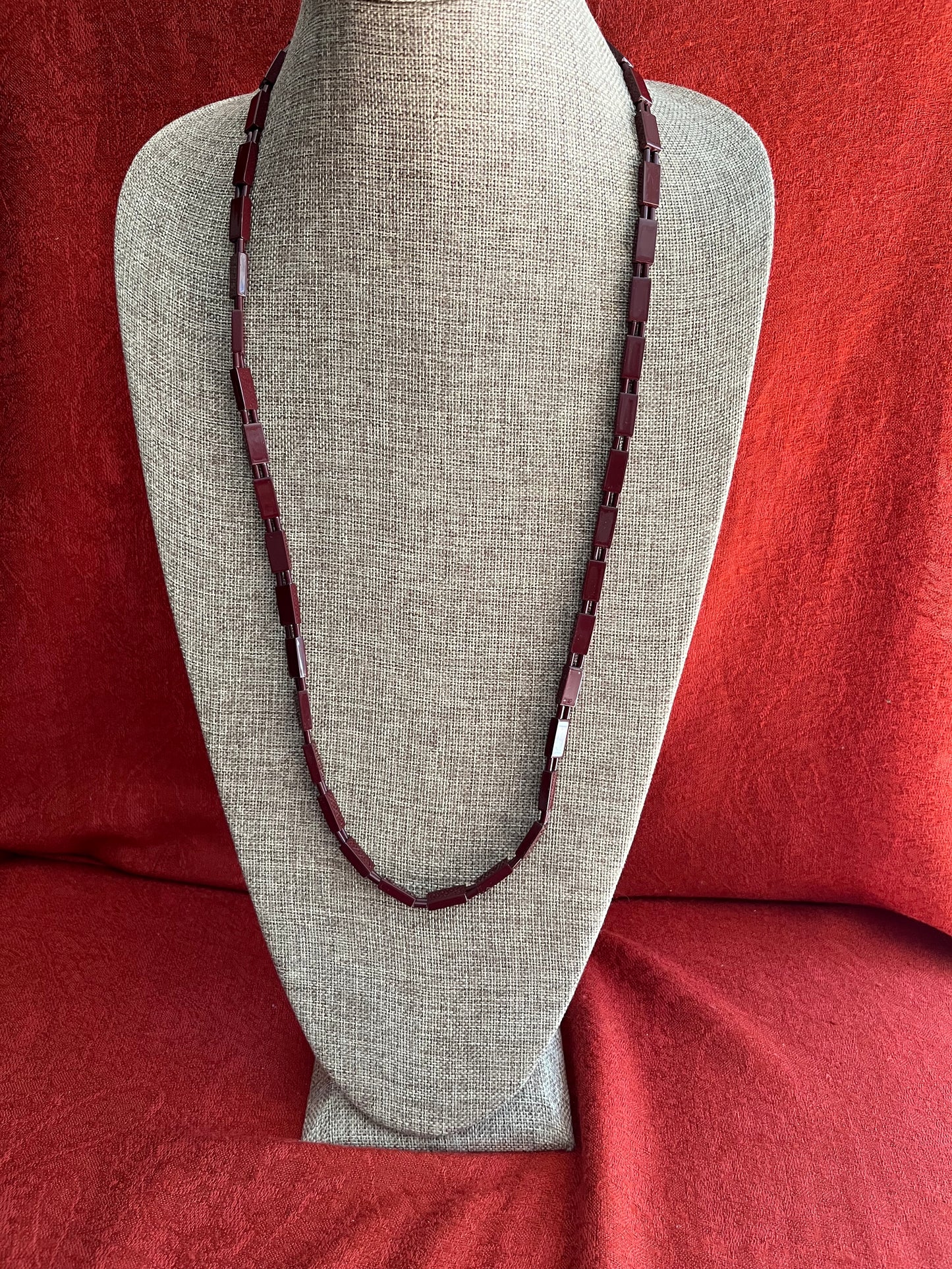 Calvin Klein Burgundy Metal Link Belt/Statement Necklace
