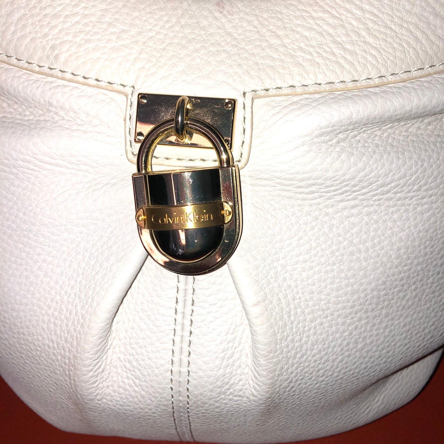 Calvin Klein Cream Leather Handbag