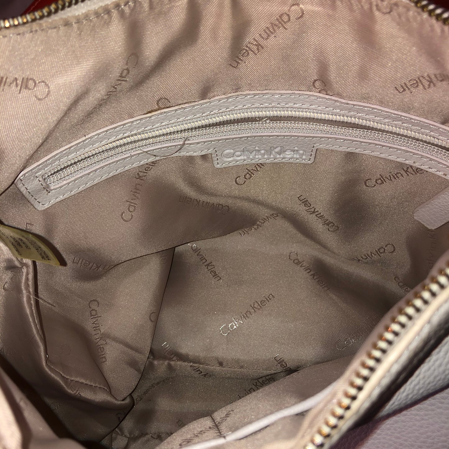 Calvin Klein Cream Leather Handbag