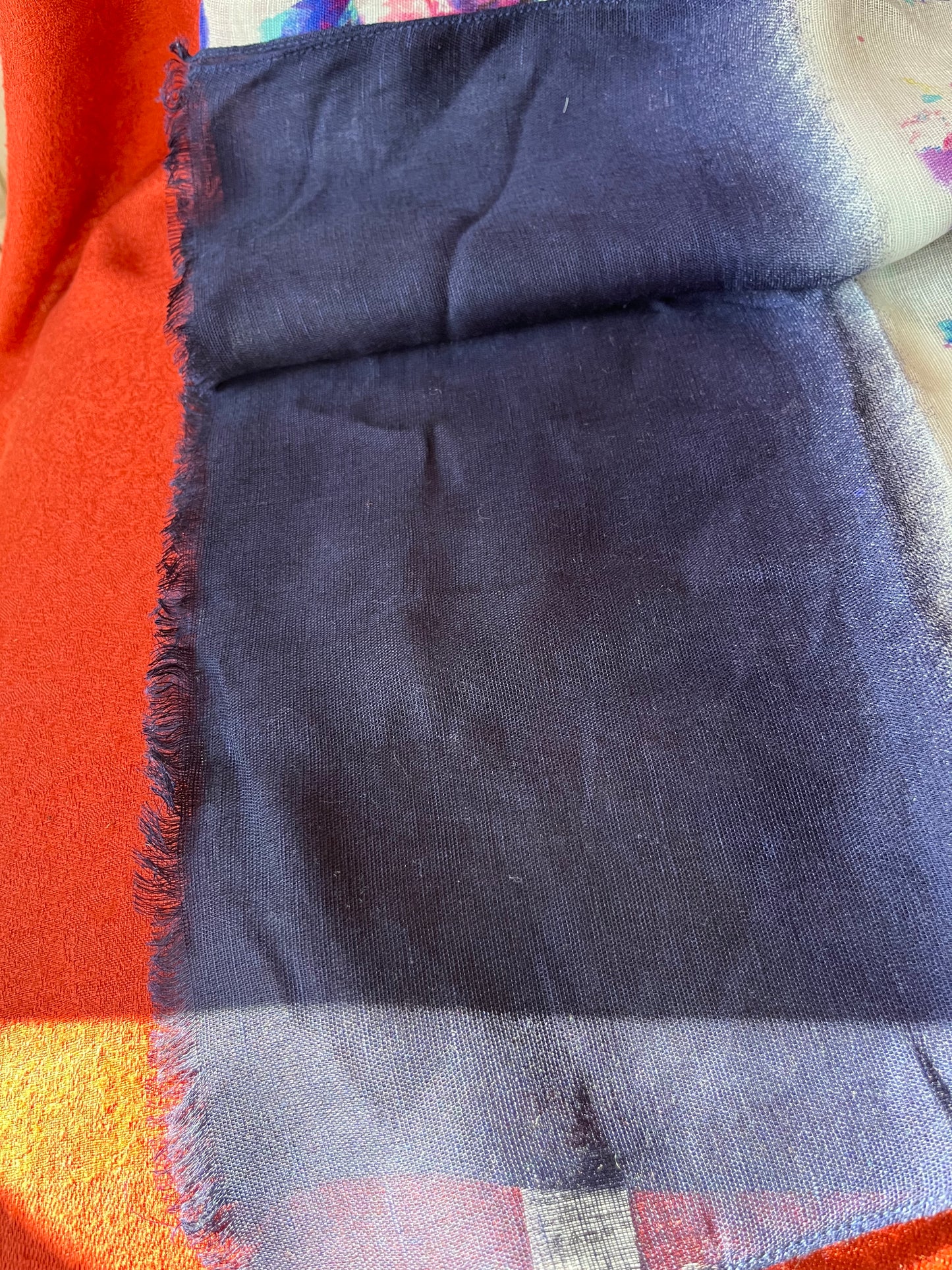 Coldwater Creek Floral Dip Dye Scarf-Blue-NWT