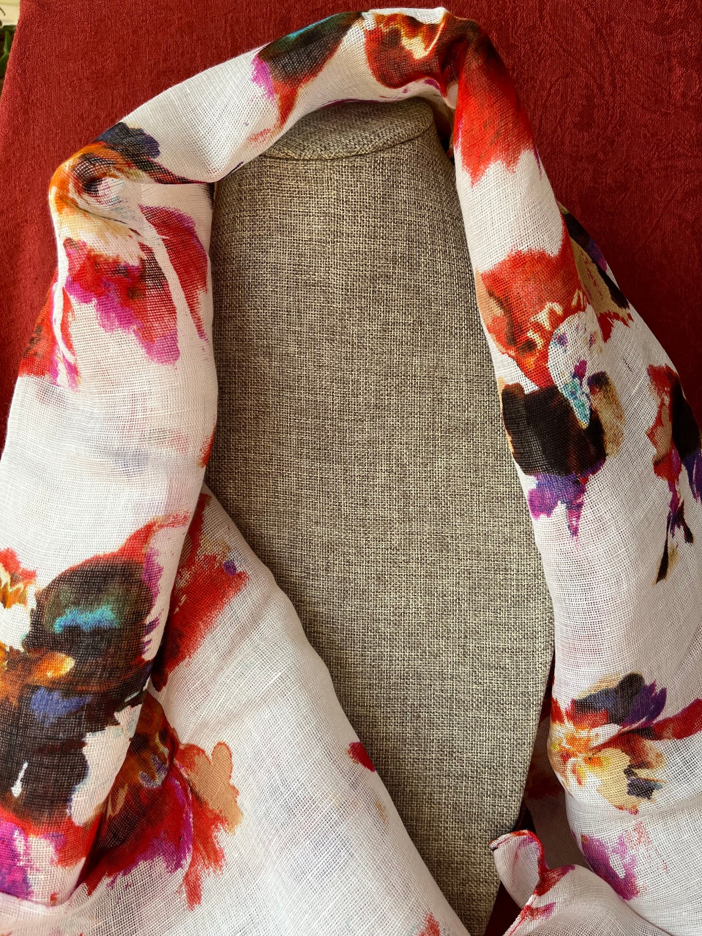 Coldwater Creek Floral Dip Dye Scarf-Orange-NWT
