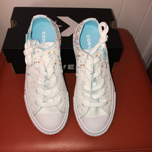 NIB Converse Confetti White Sneakers - Junior 13
