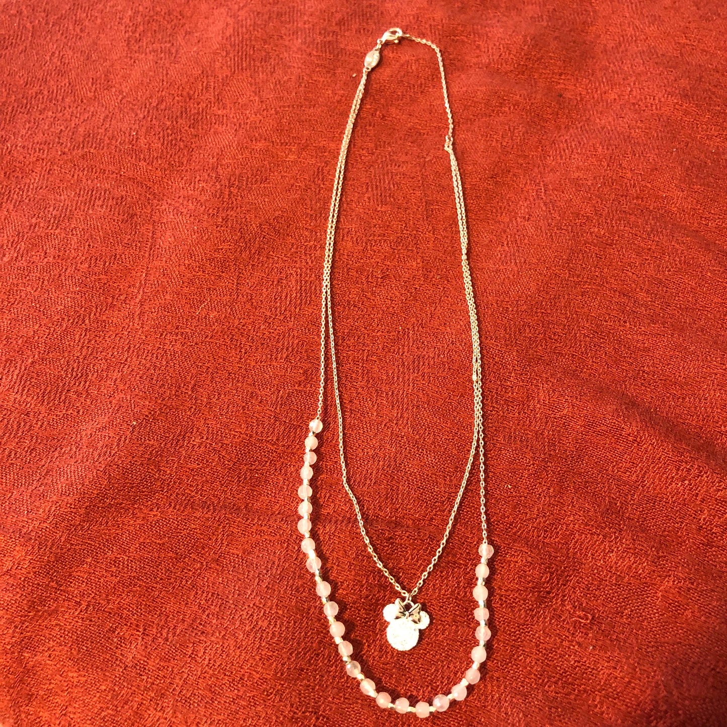 LA CN Rose Gold Tone Double Strand Disney Minnie Mouse Necklace