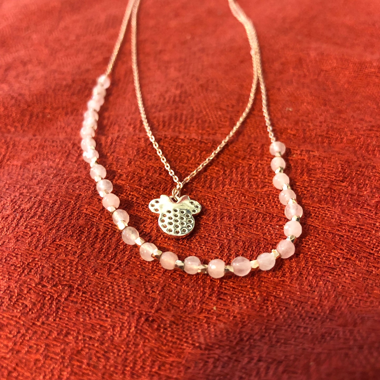 LA CN Rose Gold Tone Double Strand Disney Minnie Mouse Necklace