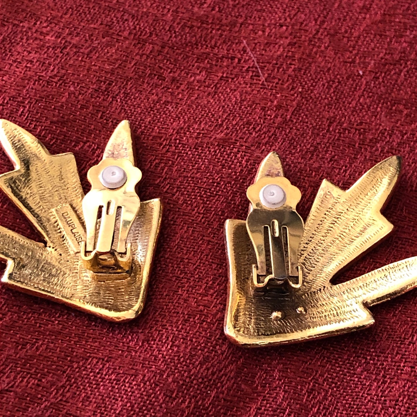 Vintage Duplaise Gold Tone Statement Clip On Earrings