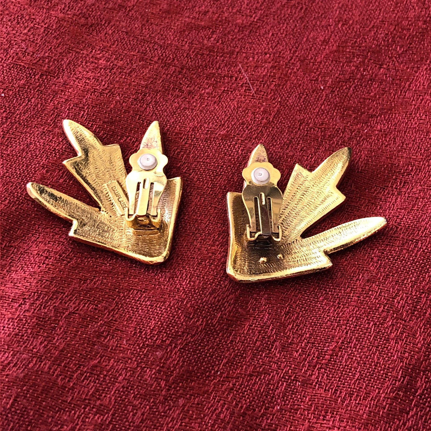 Vintage Duplaise Gold Tone Statement Clip On Earrings
