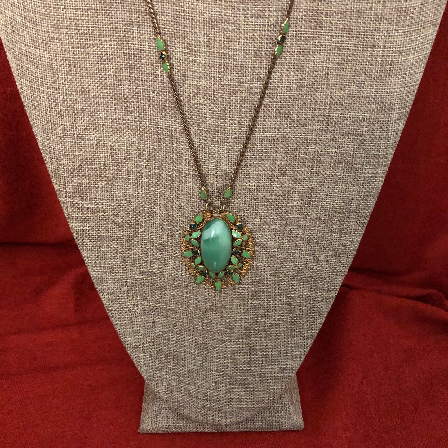 Vintage Inspired Enamel and Rhinestone Necklace
