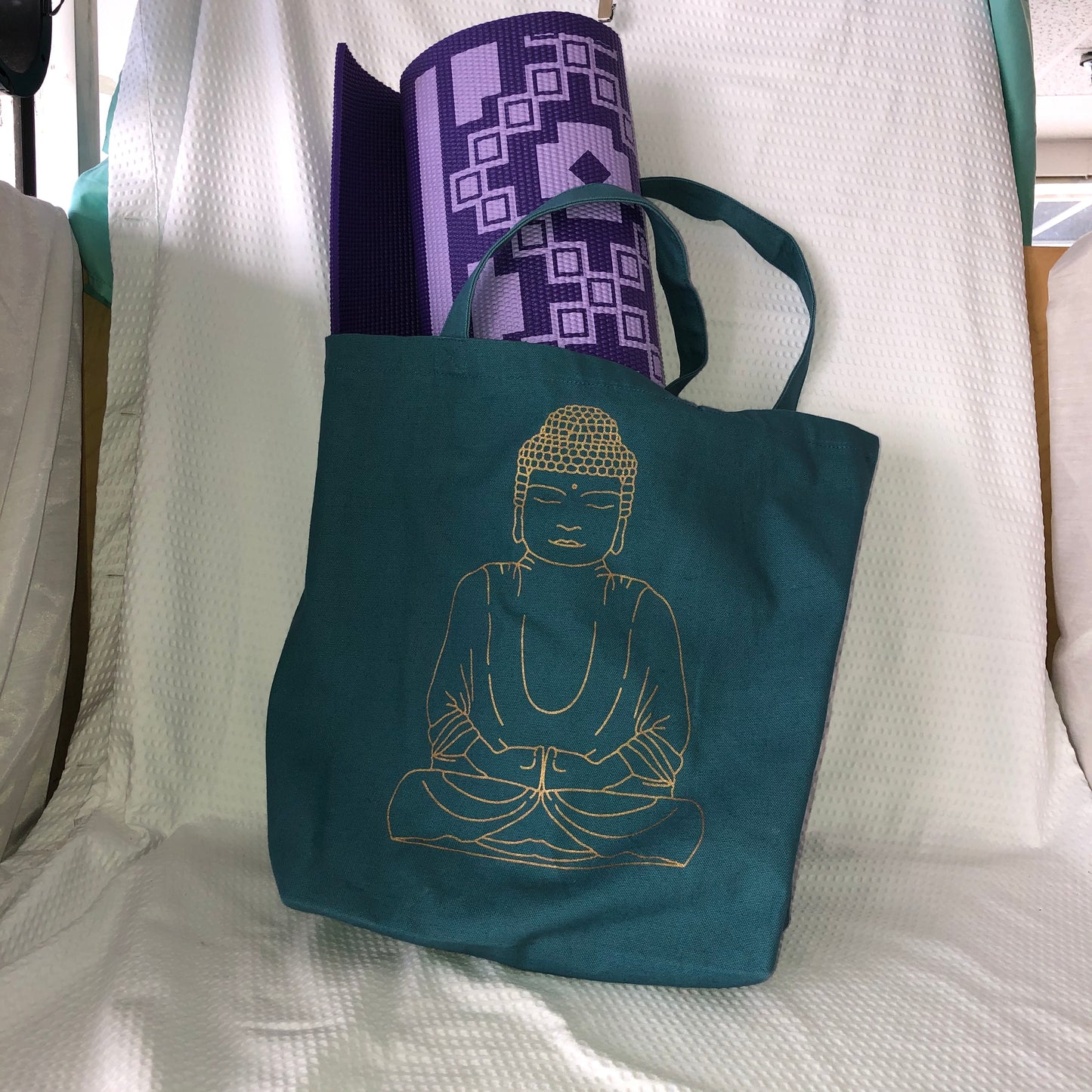 Gaiam Yoga Mat with Buddha Motif Tote Bag