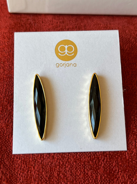 Gorjana Black Onyx and Gold (18k Plated) Palisades Stud Earrings-NIB