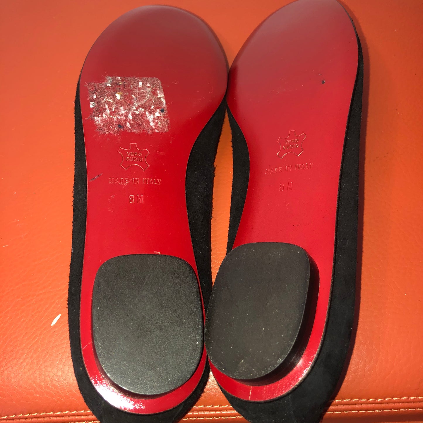 Grigiarancio Black Suede Flats with Fur Flower - 8M