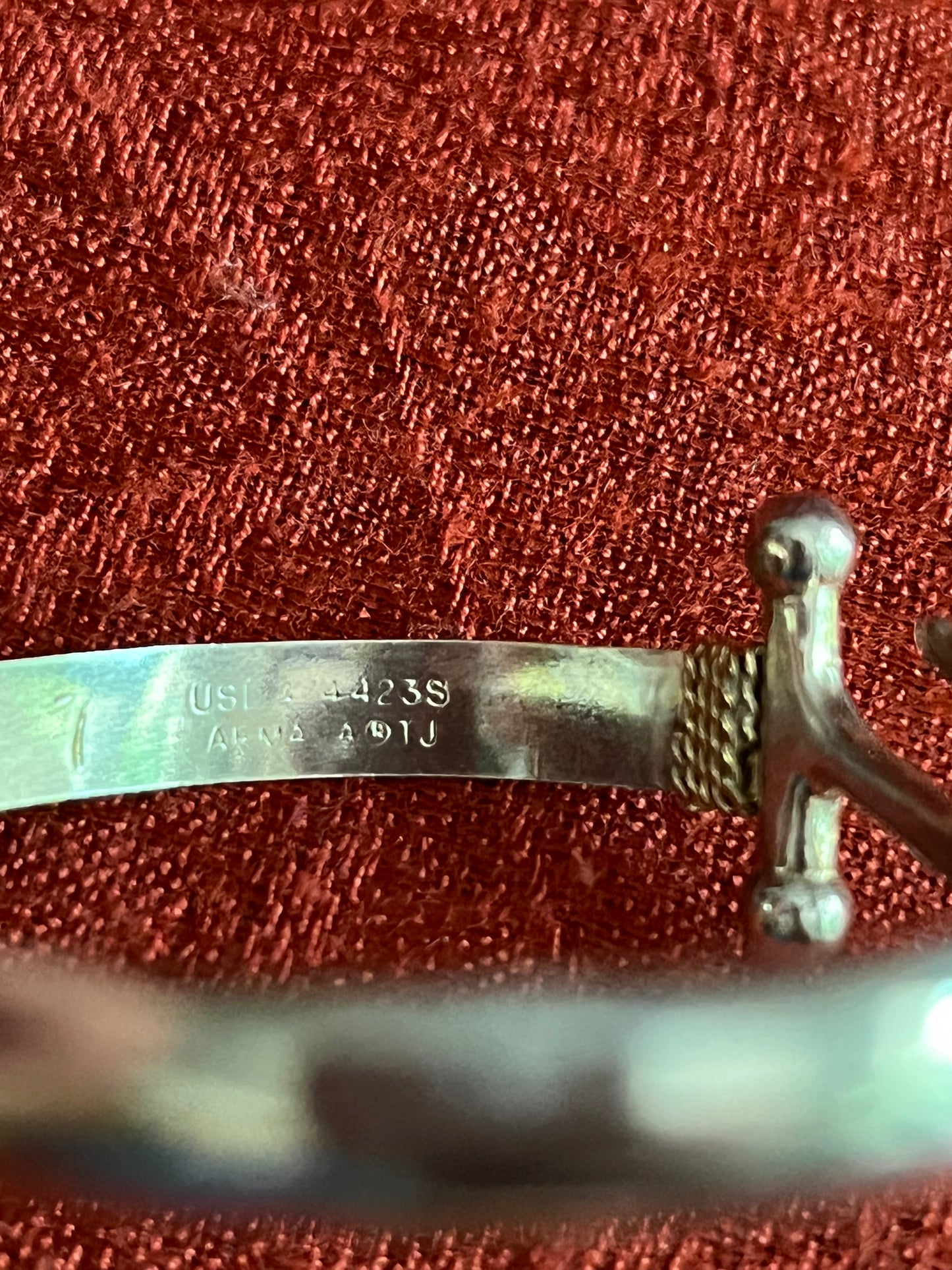 Tommy J. Armada Sterling and 14K Double Hook Bangle Bracelet