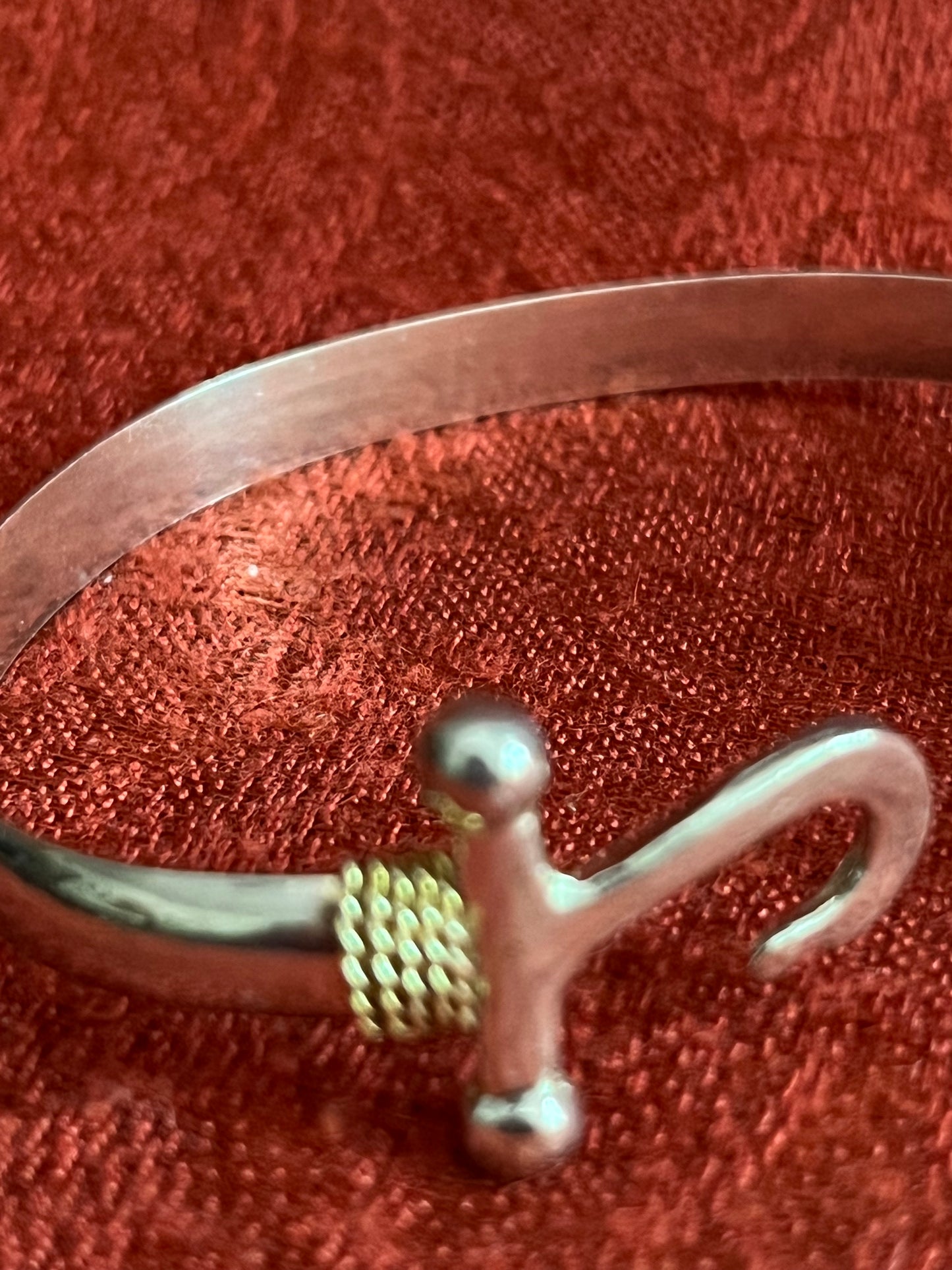 Tommy J. Armada Sterling and 14K Double Hook Bangle Bracelet
