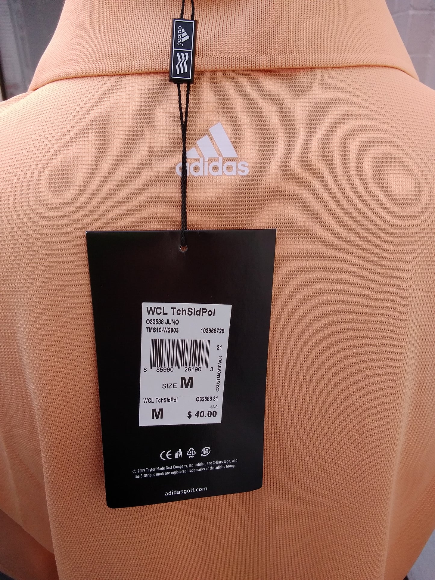 NWT - Adidas Golf peach Climalite Textured Solid Polo Shirt - M