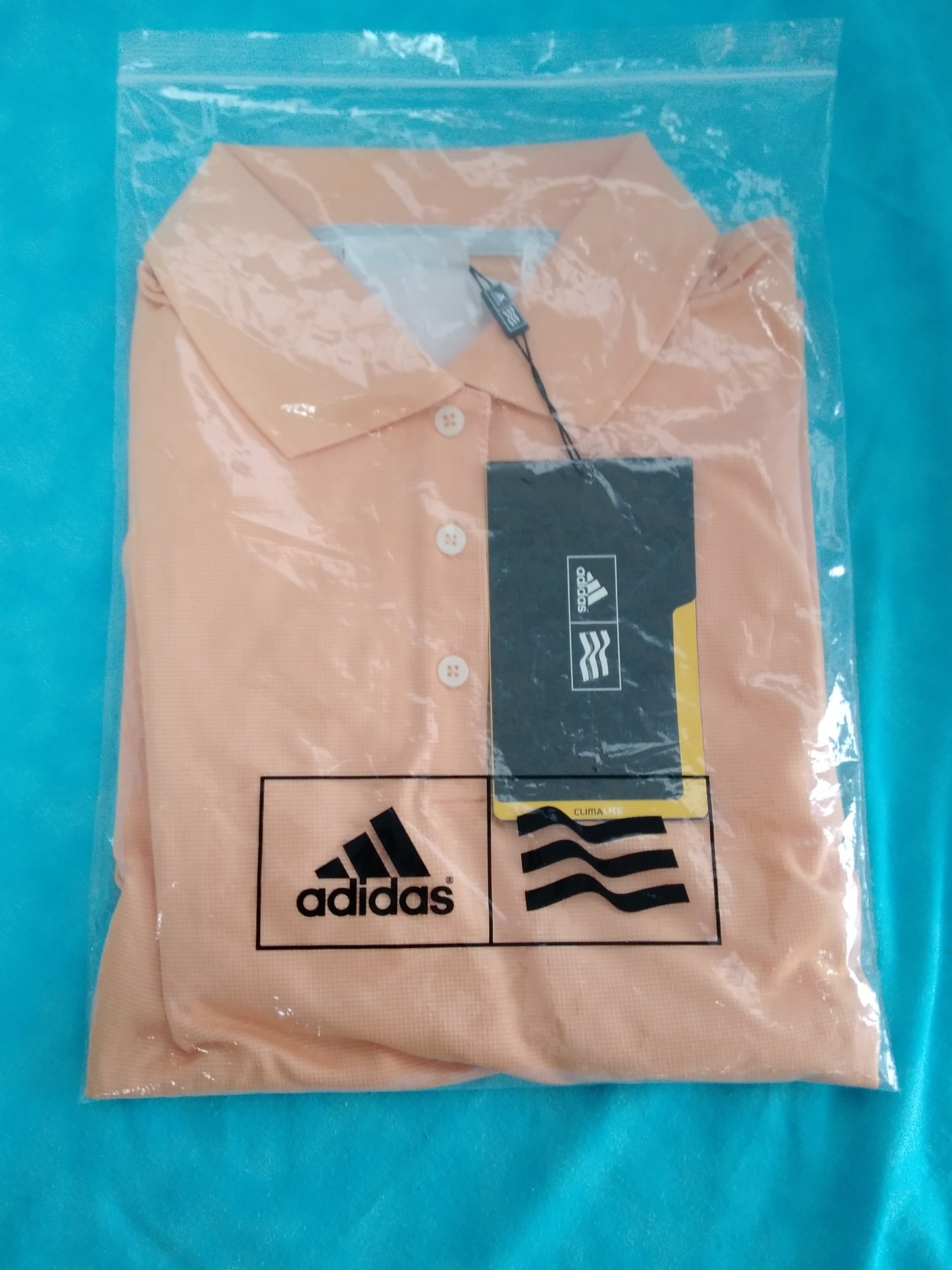 NWT - Adidas Golf peach Climalite Textured Solid Polo Shirt - M