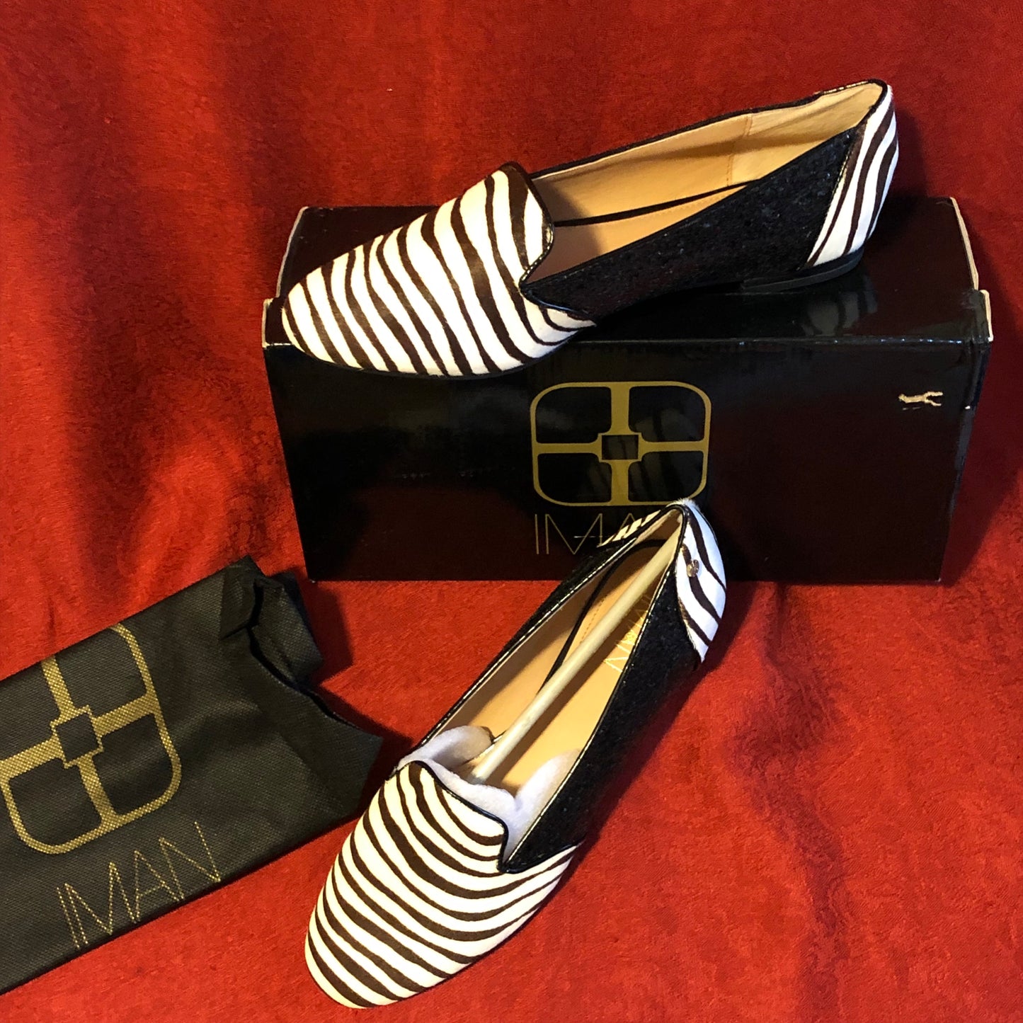 Iman Zebra Cow Hair Pattern and Glitter Flats-NIB-Size 9M