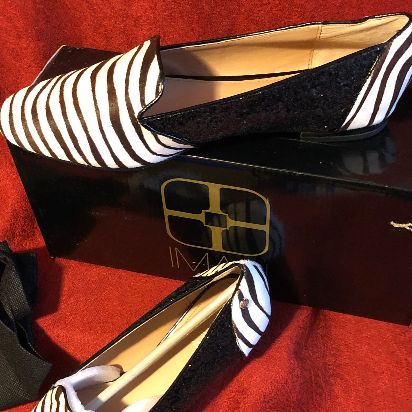 Iman Zebra Cow Hair Pattern and Glitter Flats-NIB-Size 9M
