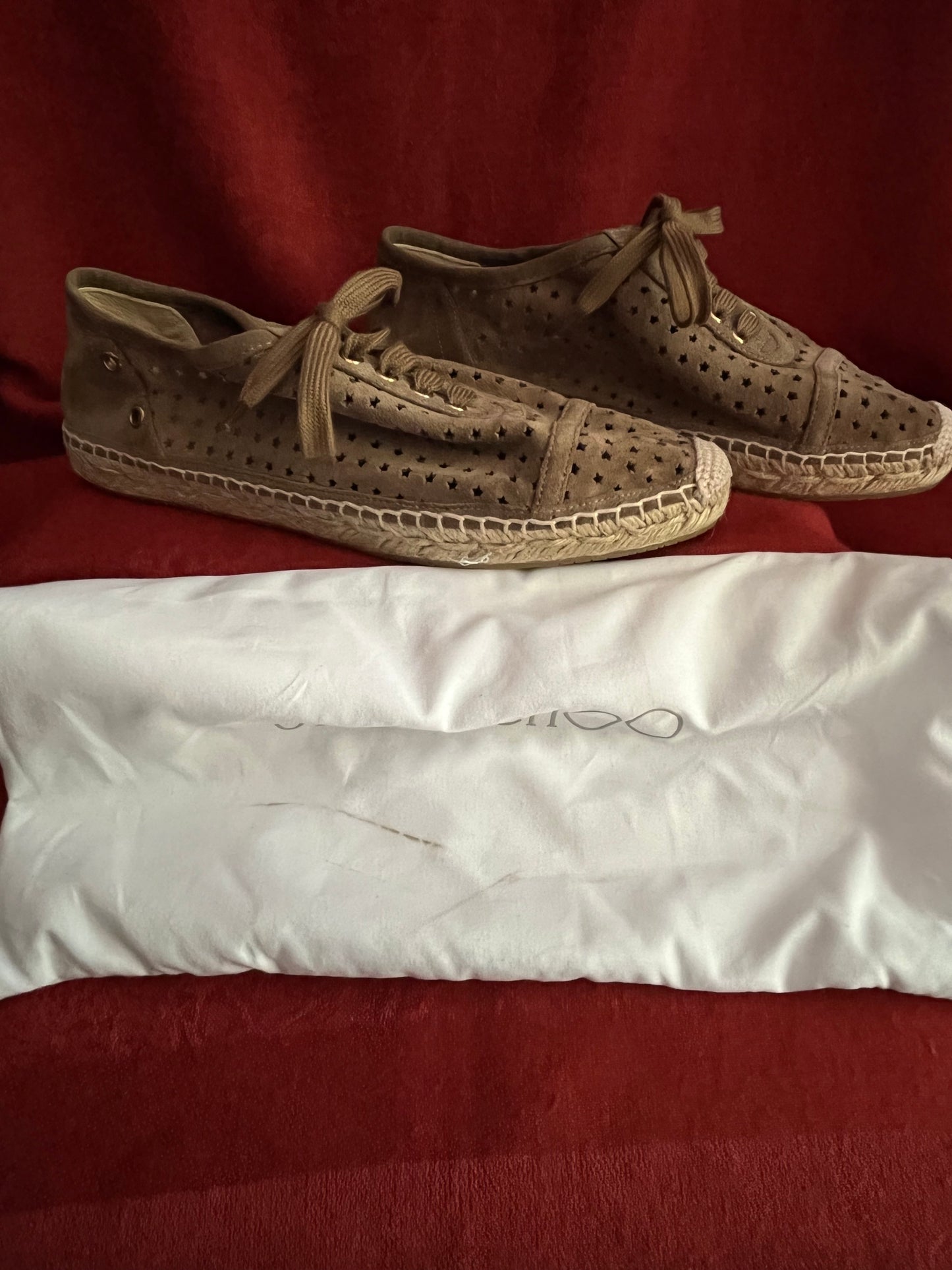 Jimmy Choo Suede Tie Espadrilles Made in Spain-Size 8.5