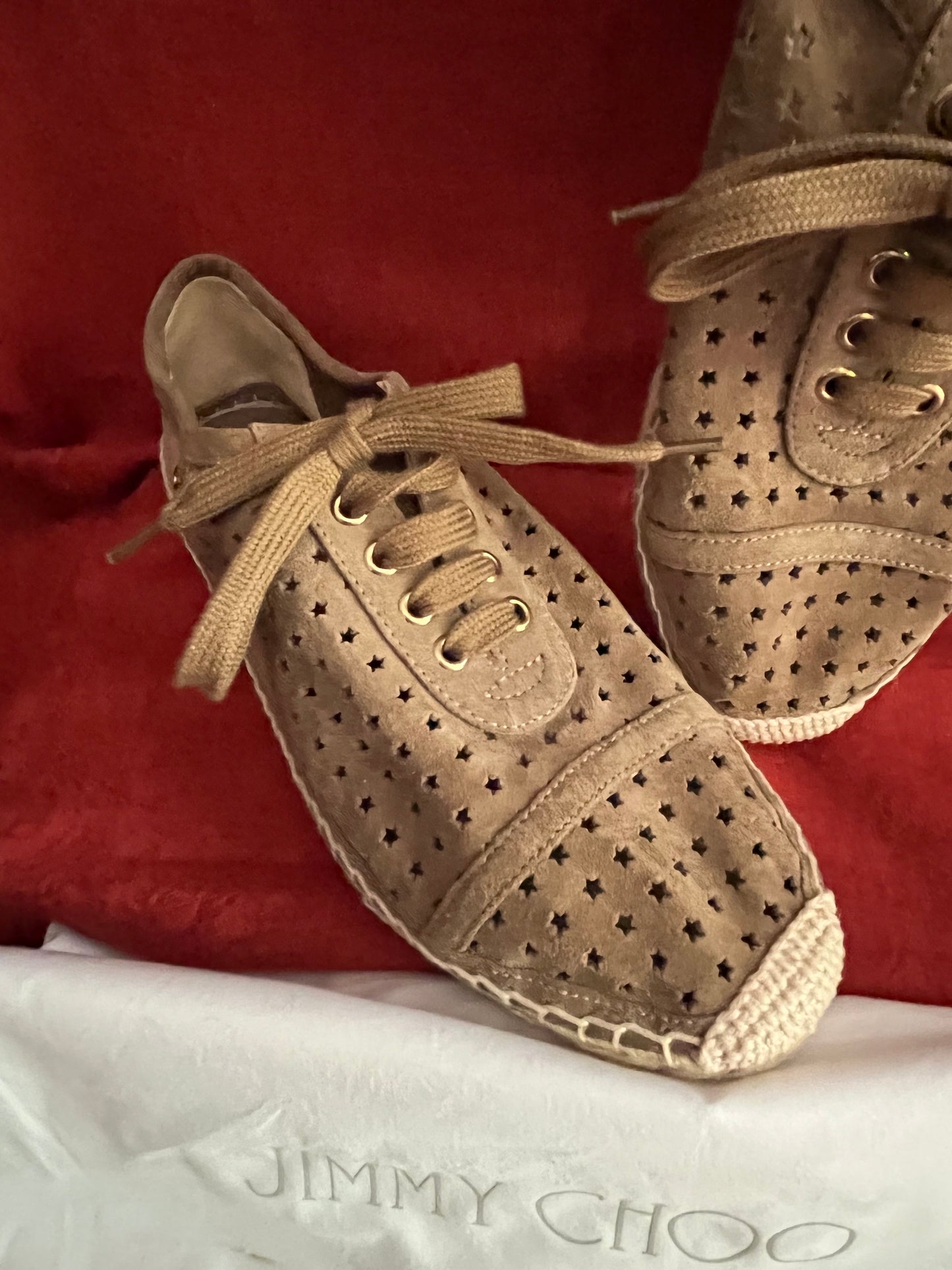 Jimmy Choo Suede Tie Espadrilles Made in Spain-Size 8.5