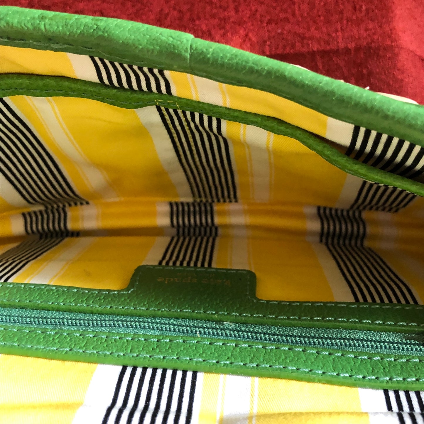 Kate Spade New York Leather Trimmed Straw Clutch w Storage Bag