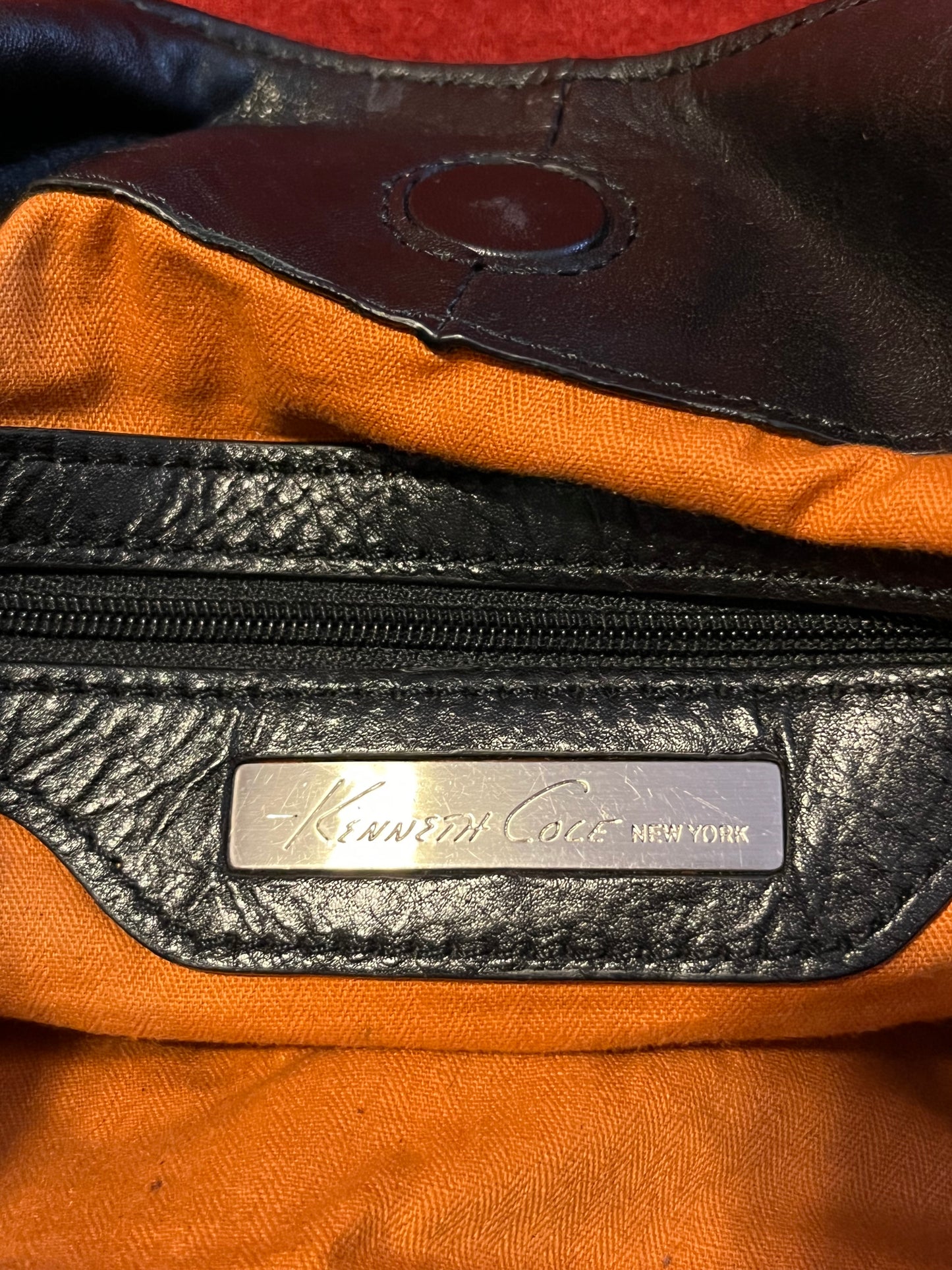 Black Leather Kenneth Cole New York Handbag