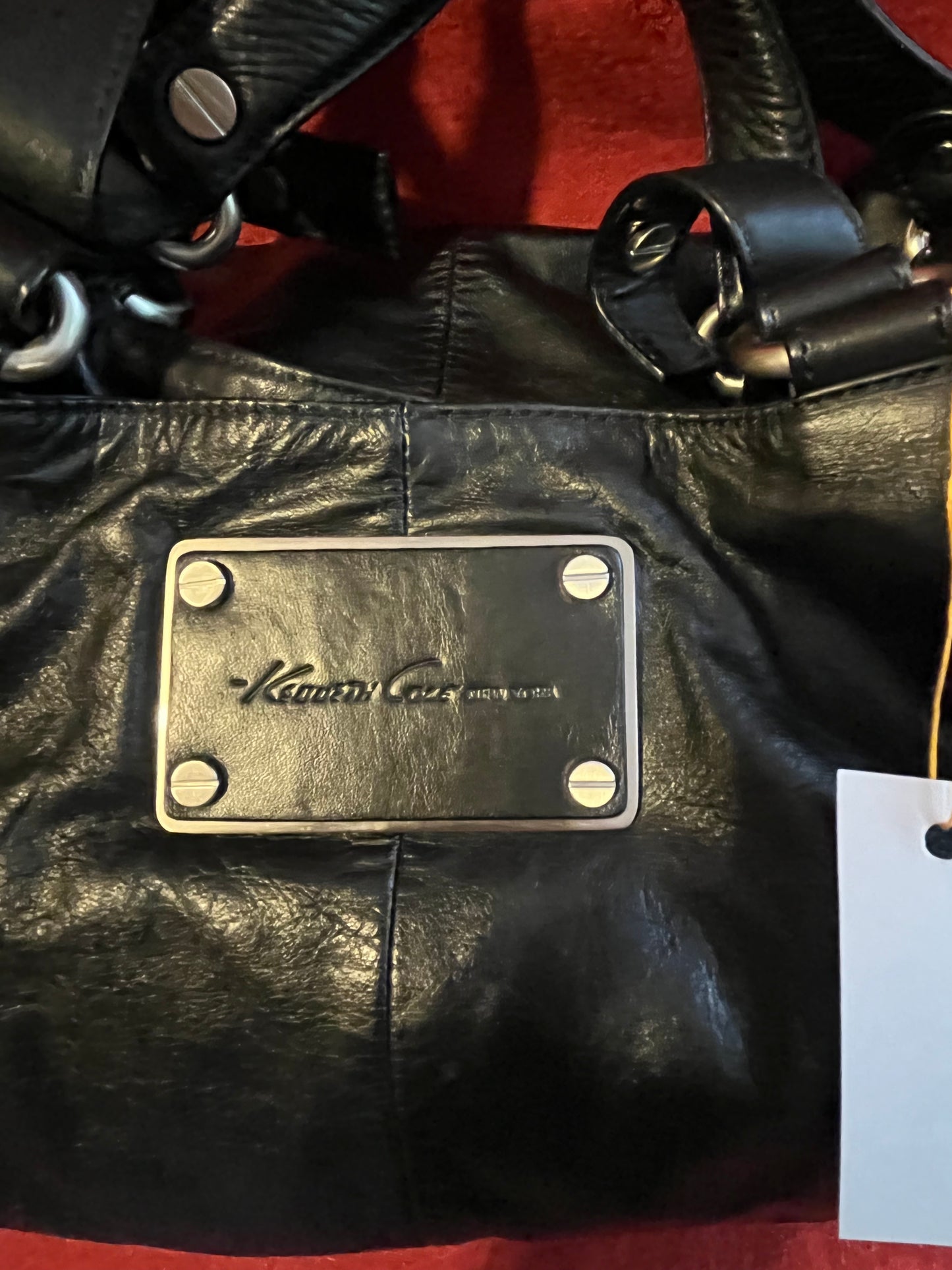 Black Leather Kenneth Cole New York Handbag