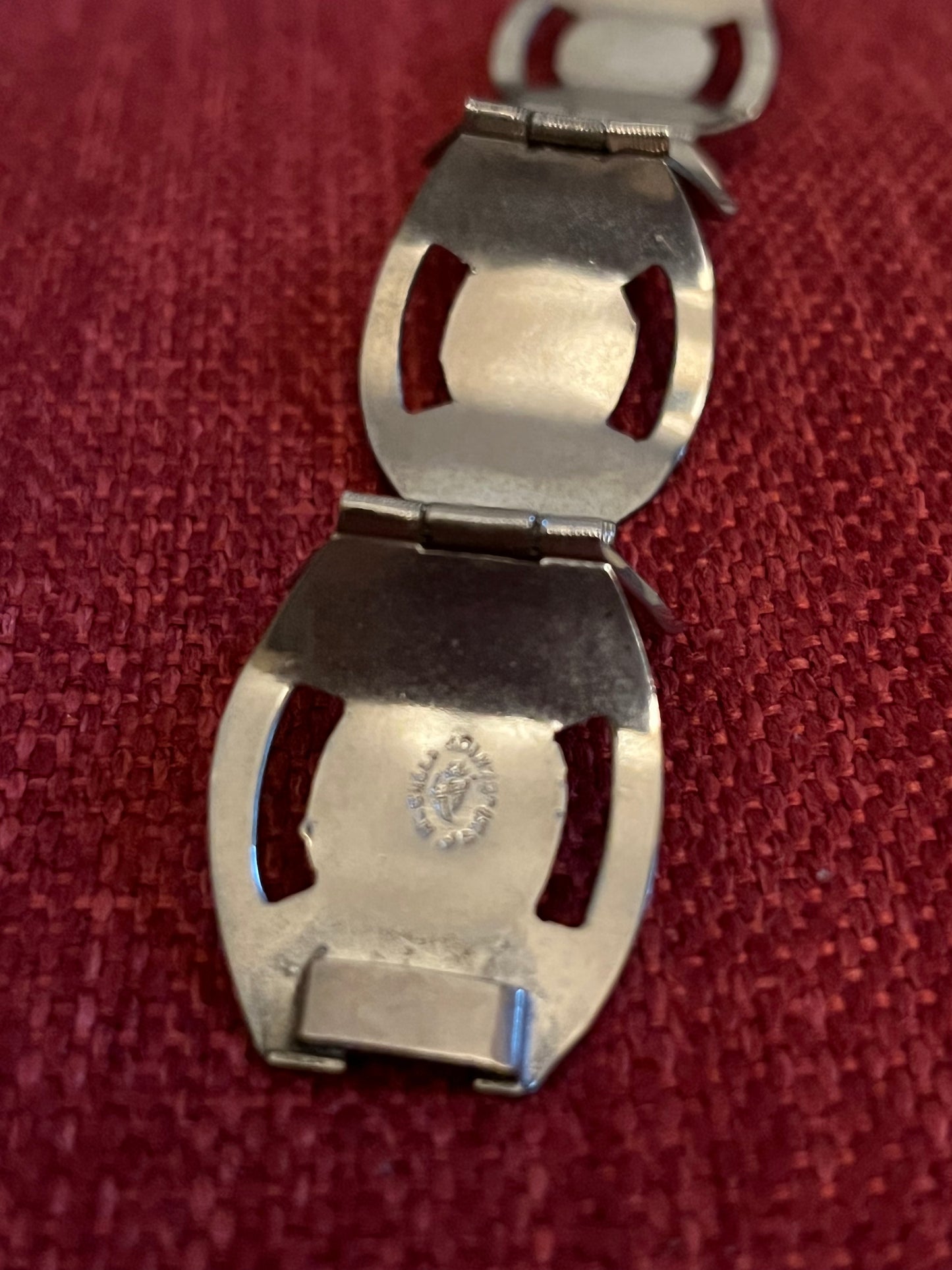 Vintage Sterling Silver and Opal Link Bracelet Made in Mexico