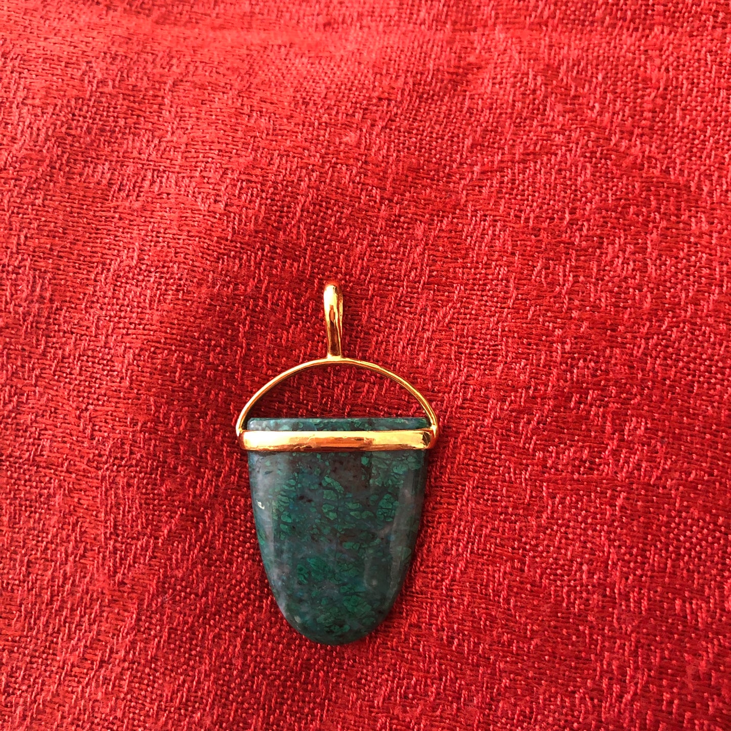 Malachite Charm on Gold Filled Choker