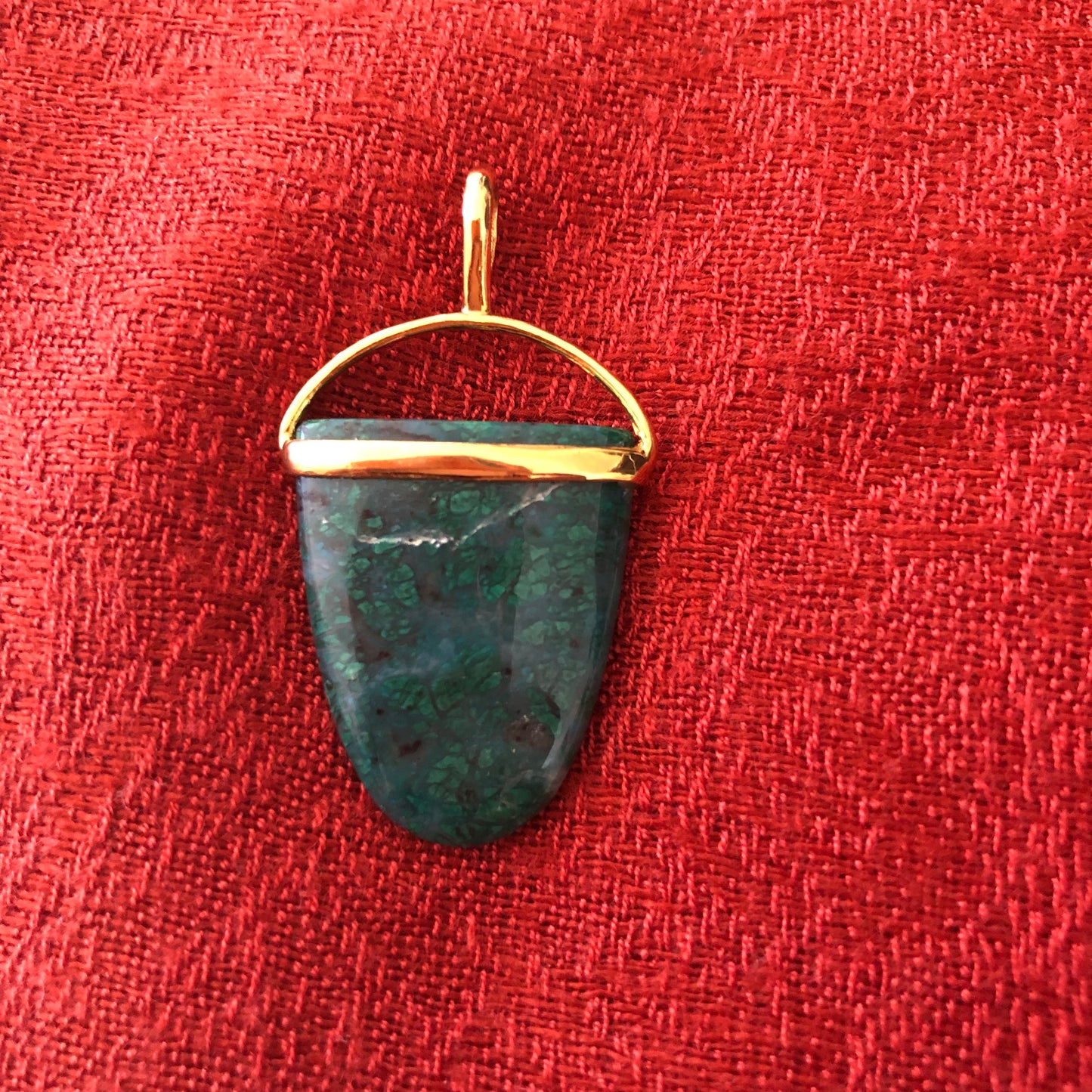 Malachite Charm on Gold Filled Choker